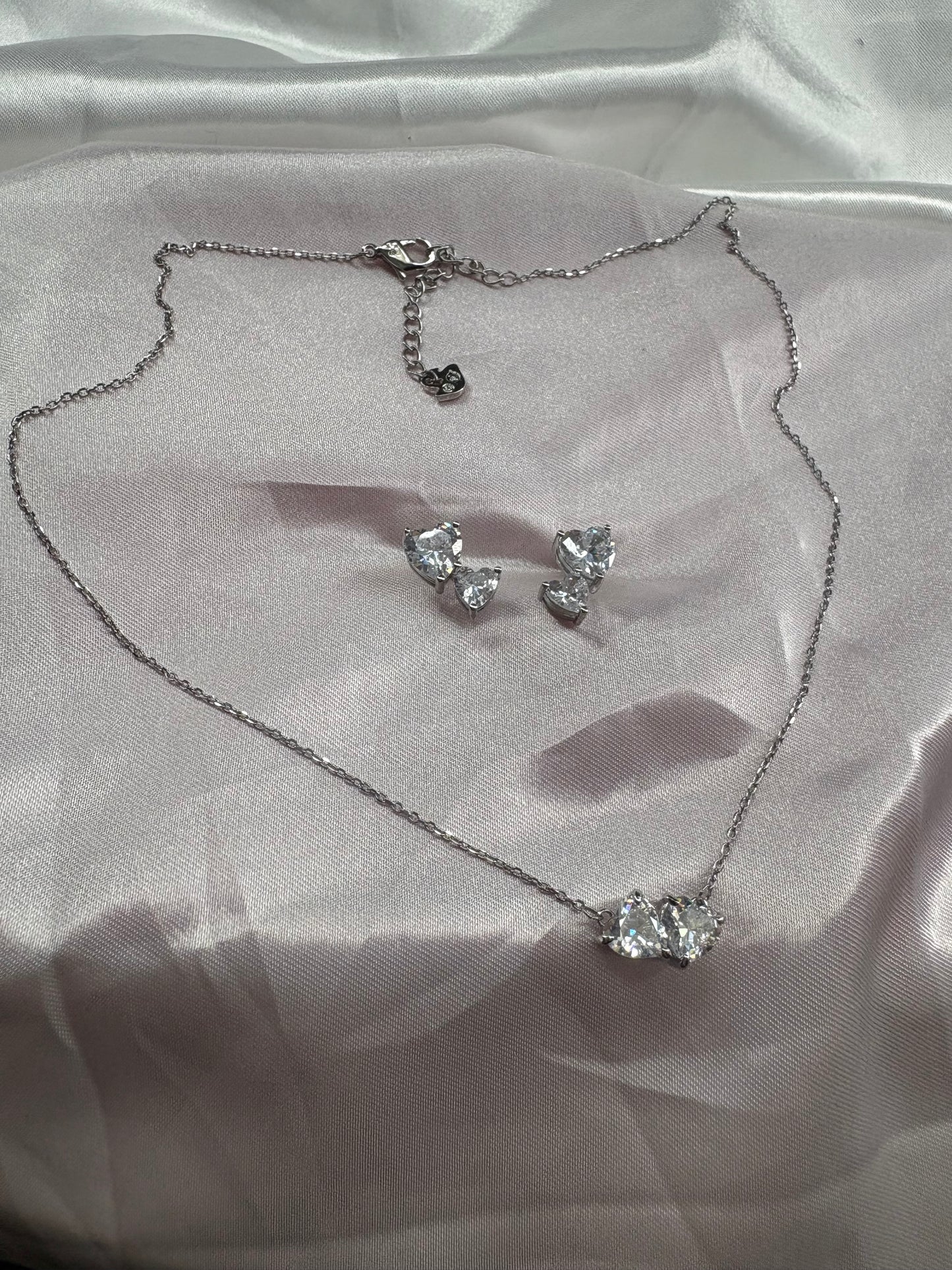 Silver Angel 2 piece Heart necklace & earring set