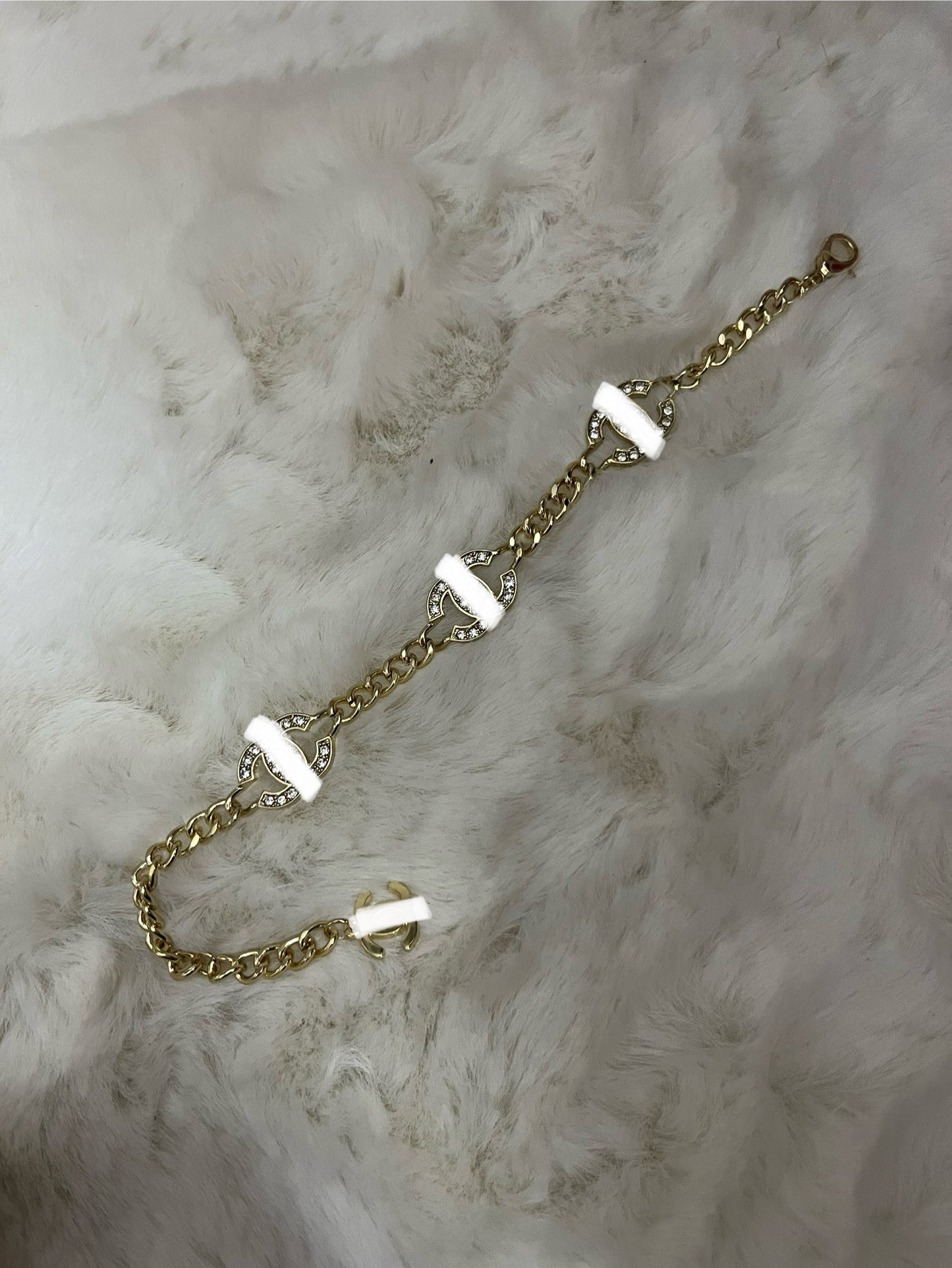 Gold letter 3 Cece Diamanté chain bracelets
