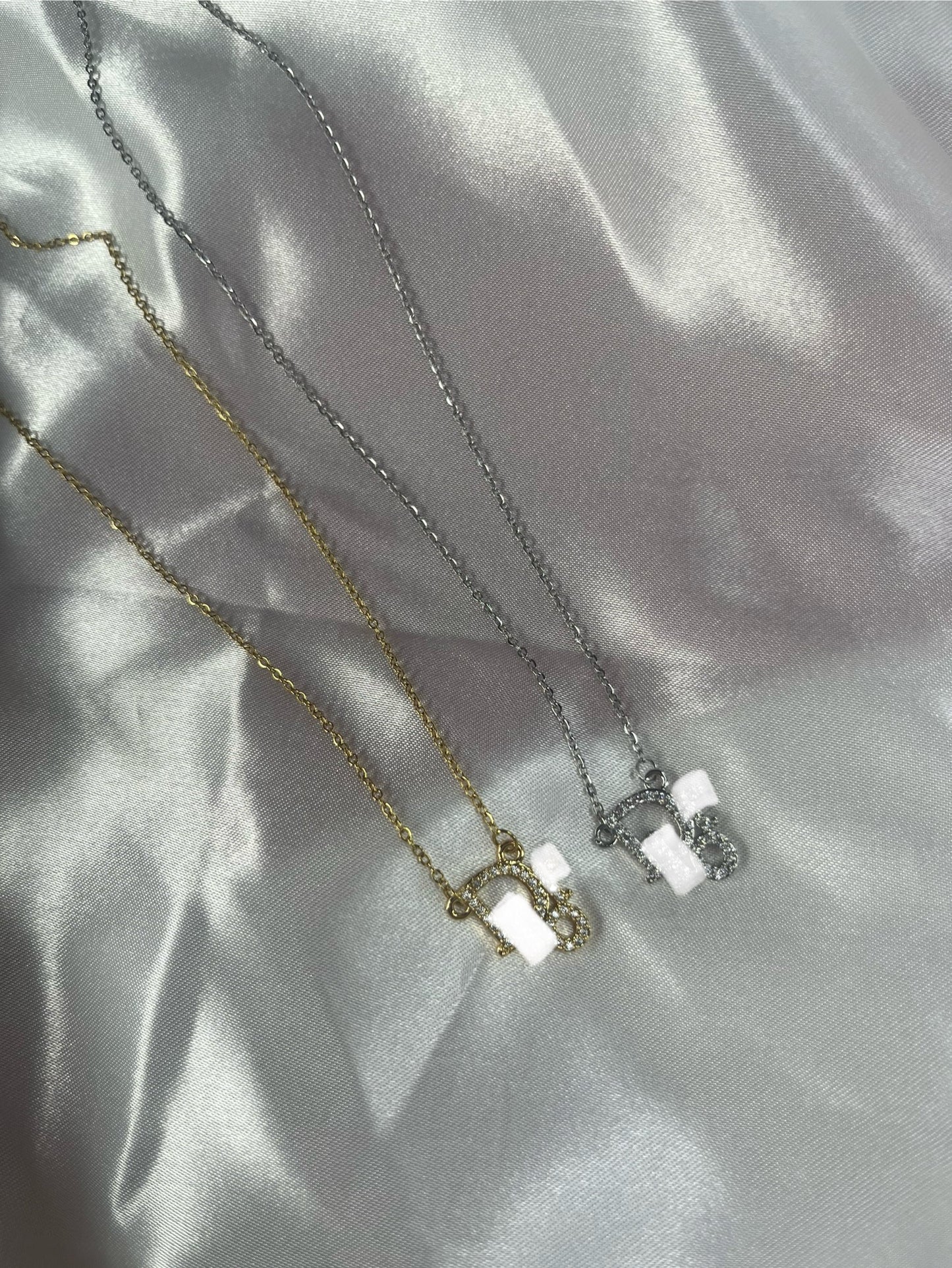 Gold or silver dainty diamanté DD necklace