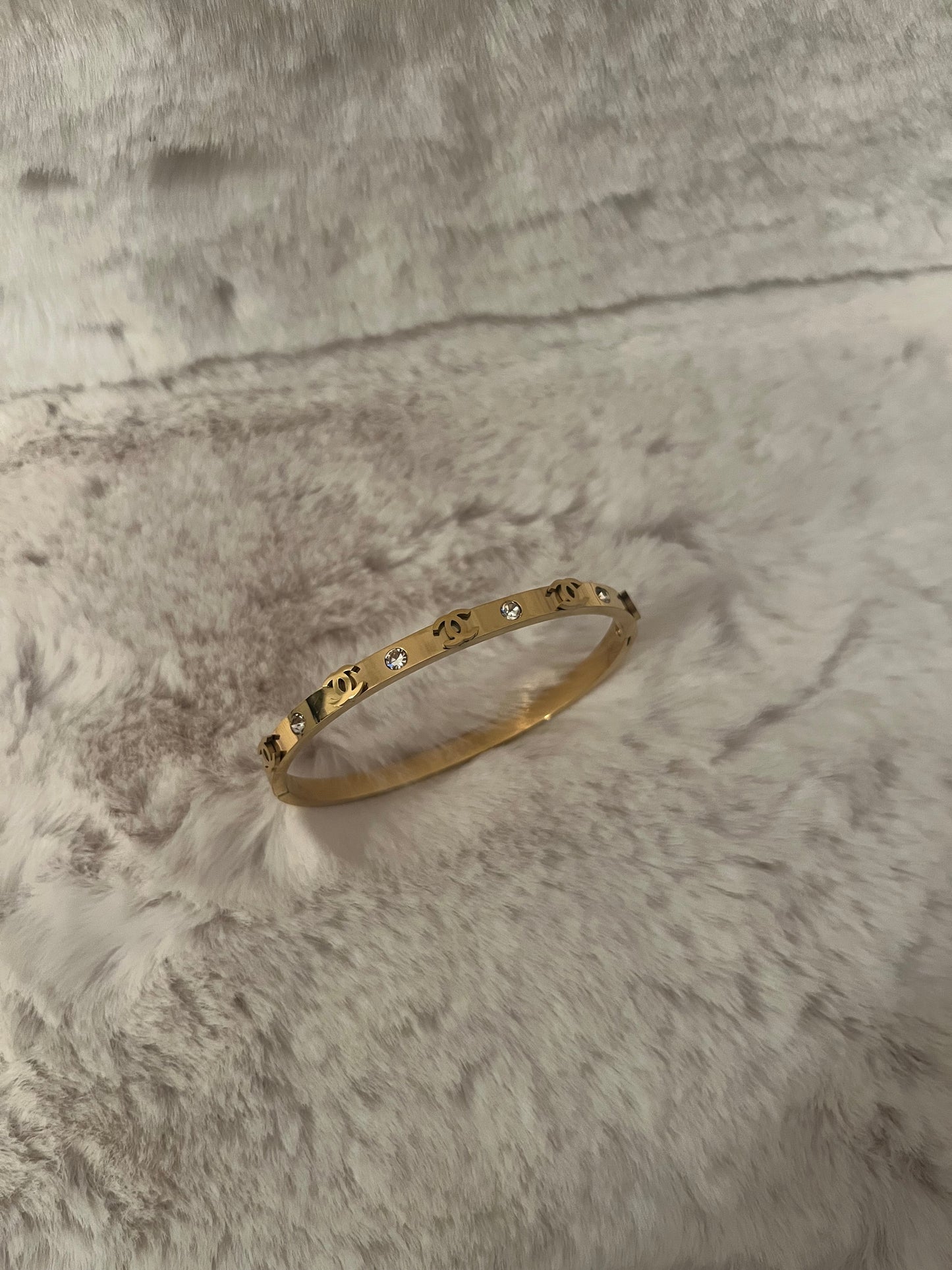 Gold diamanté Cece thin gold bangle