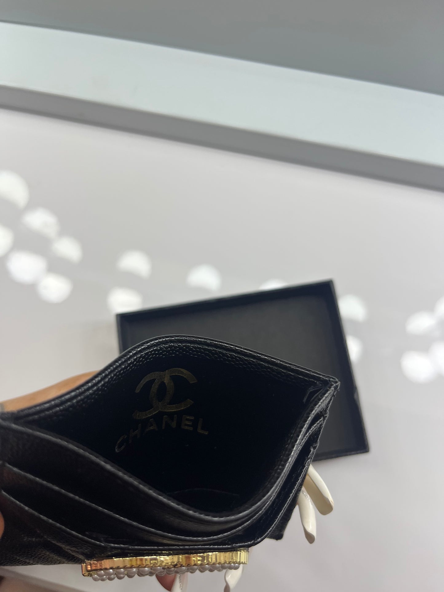 Black gold pearl CECE card holder