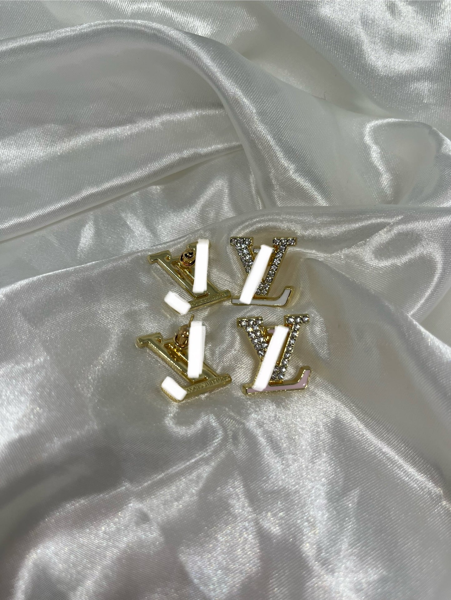 Gold pink or white diamanté Luvu earrings