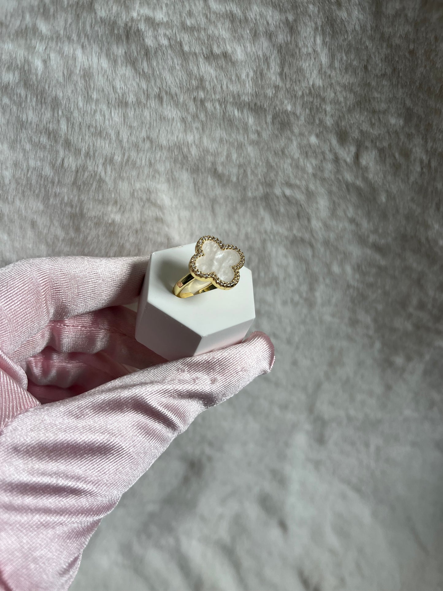 Gold white or black open adjustable ring