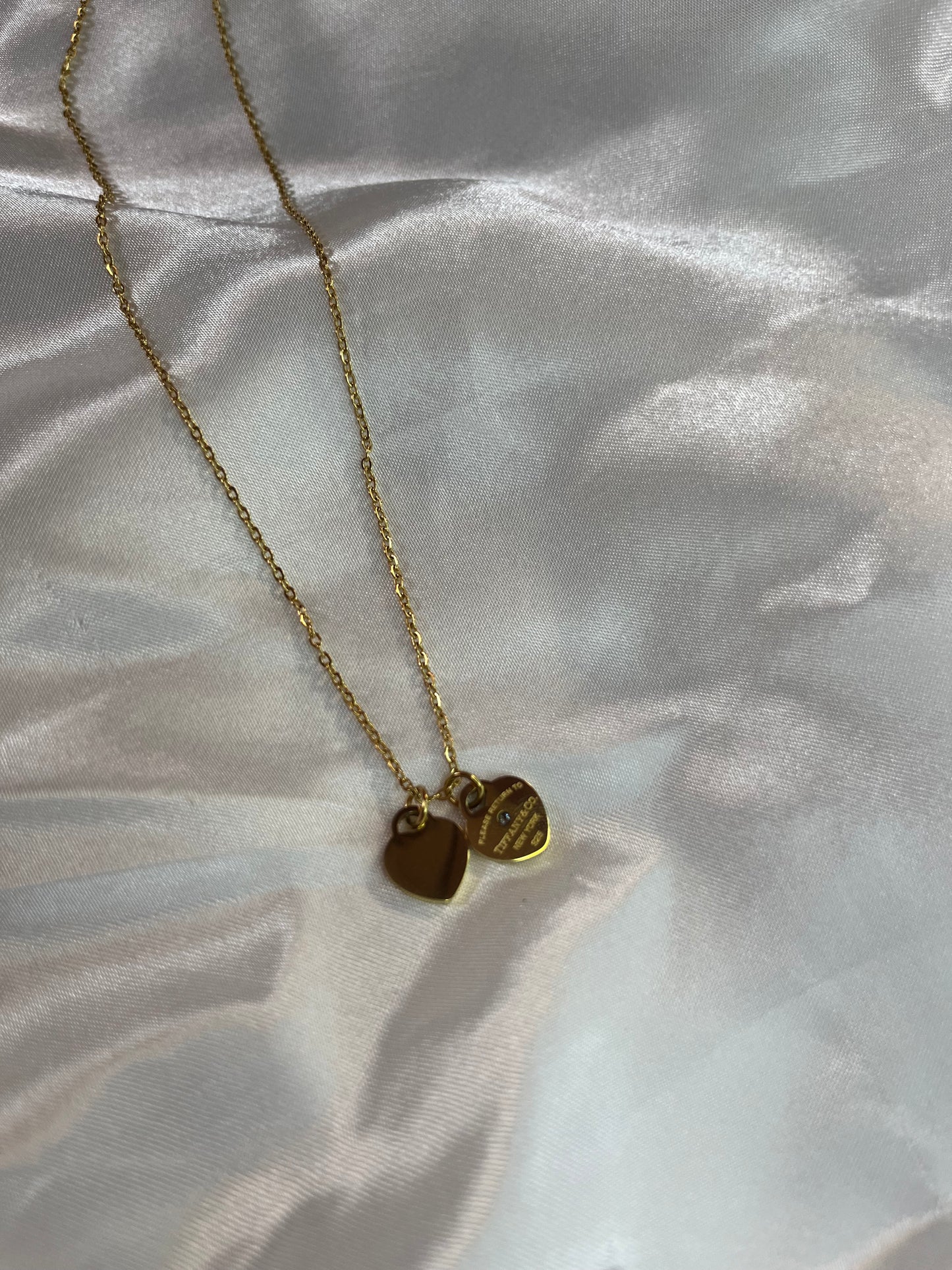 Gold 2 Heart tiff necklace