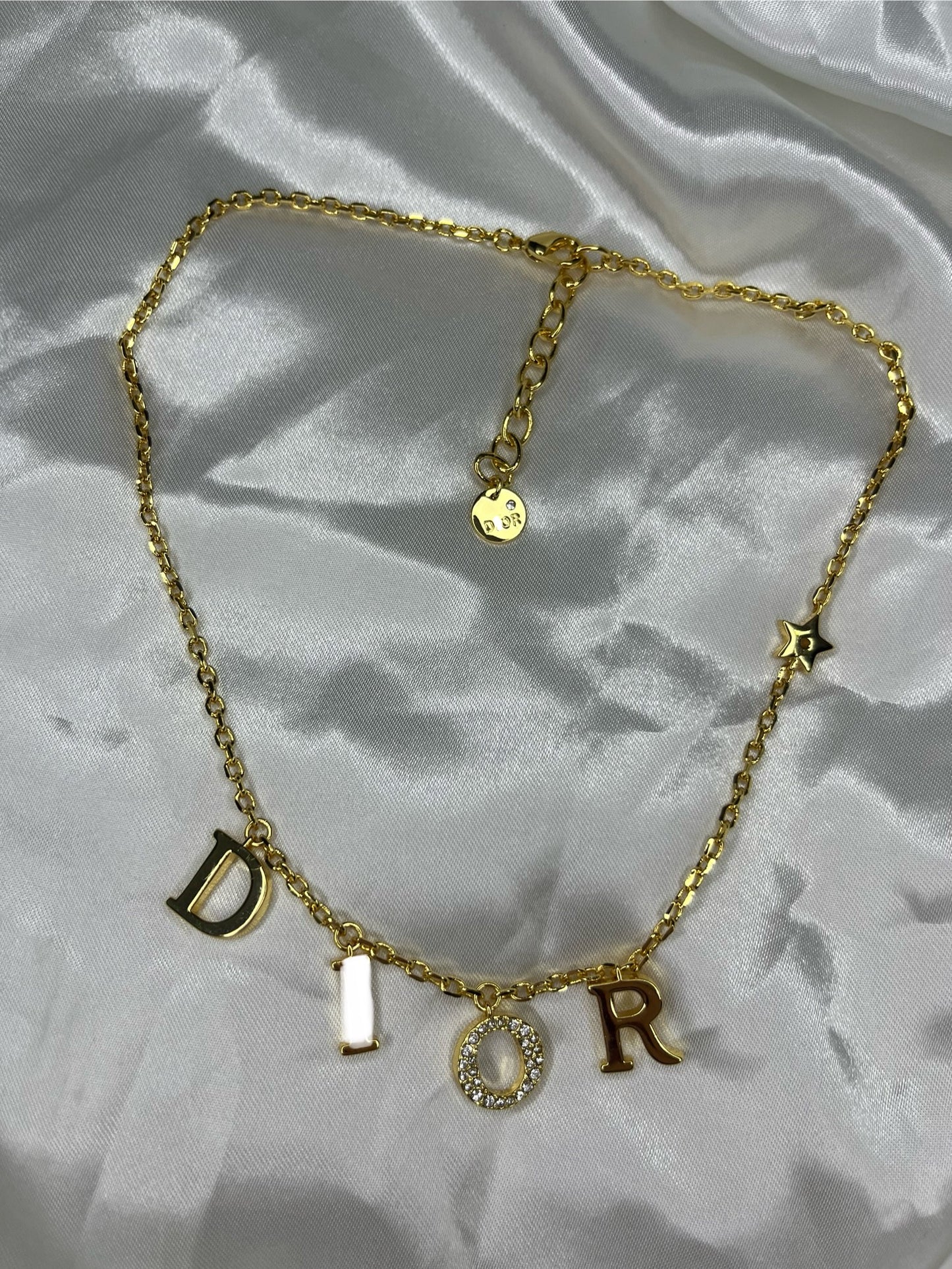 Gold diamanté DD star necklace
