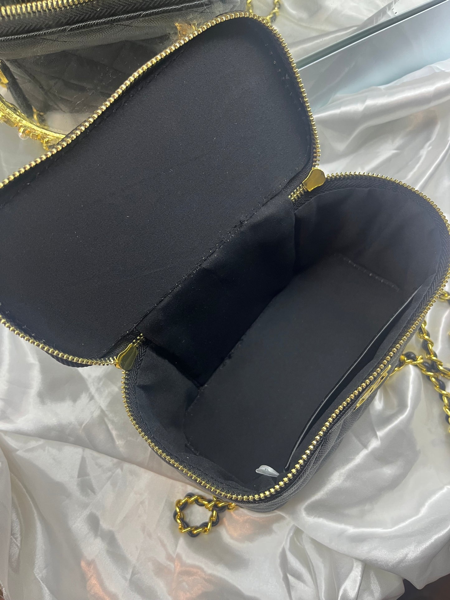 Gold black cece pearl diamanté handle crossbody bag