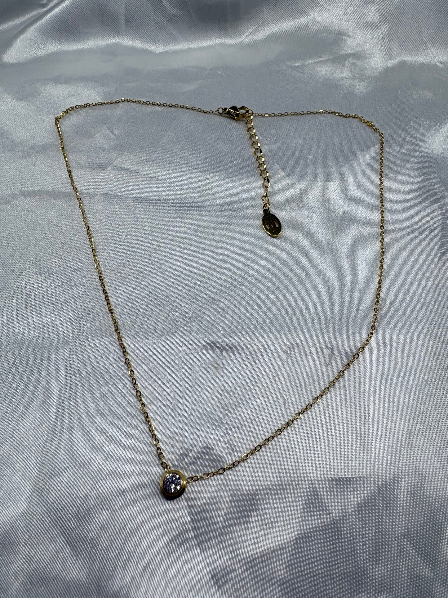 Gold diamond circle Cart Necklace