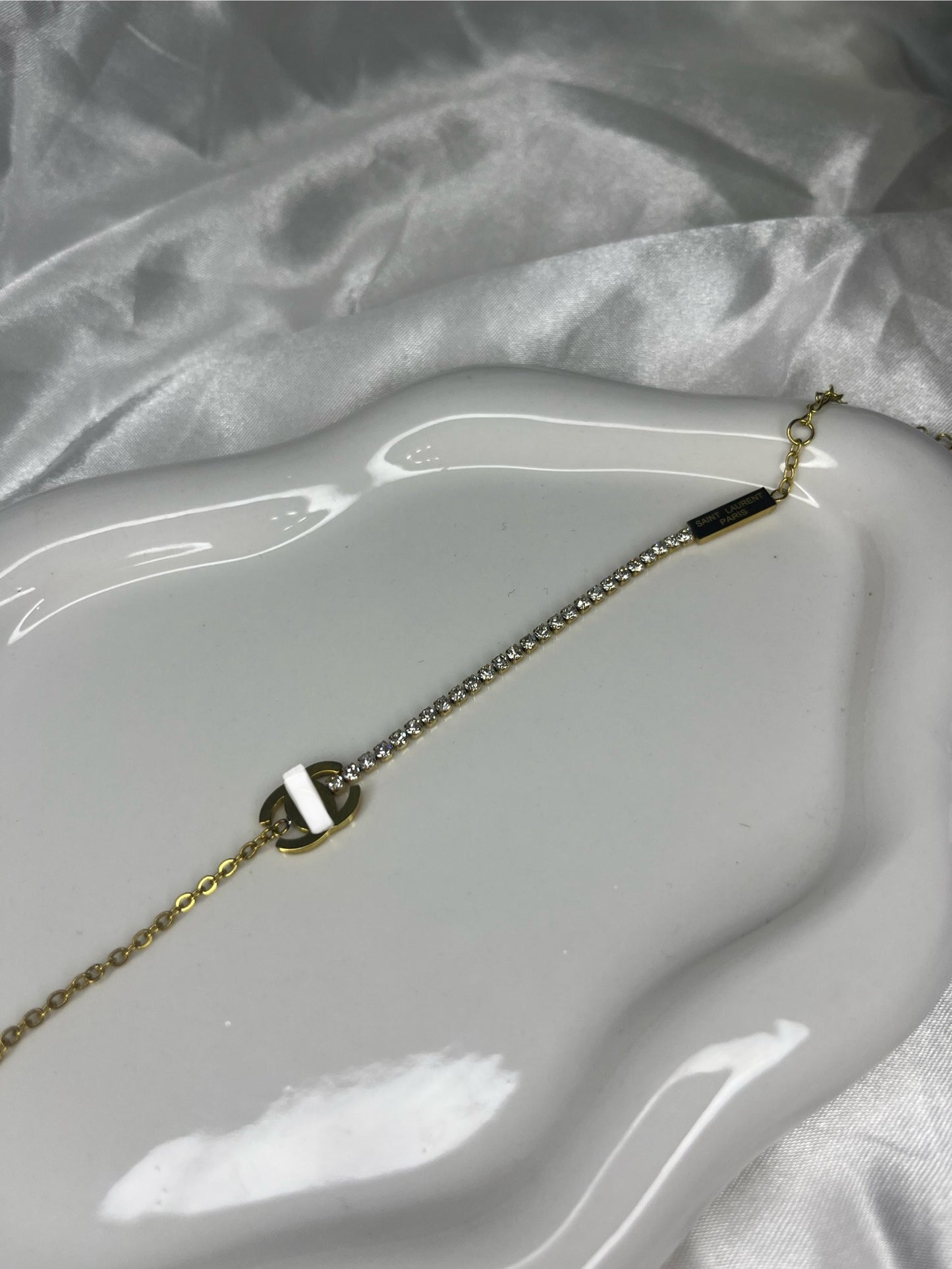 Gold cece half diamanté tennis bracelet