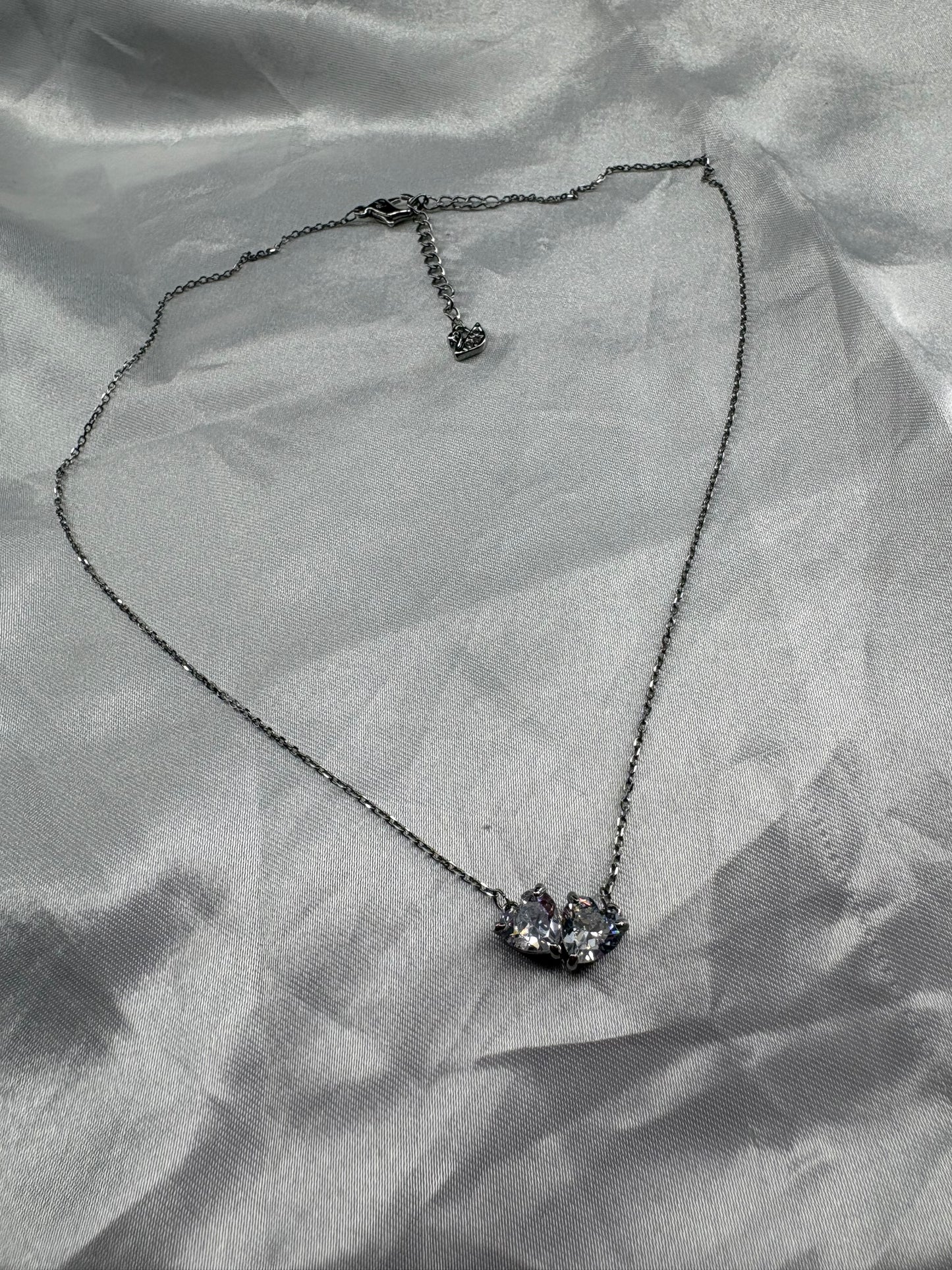 Silver Angel 2Heart Diamond necklace