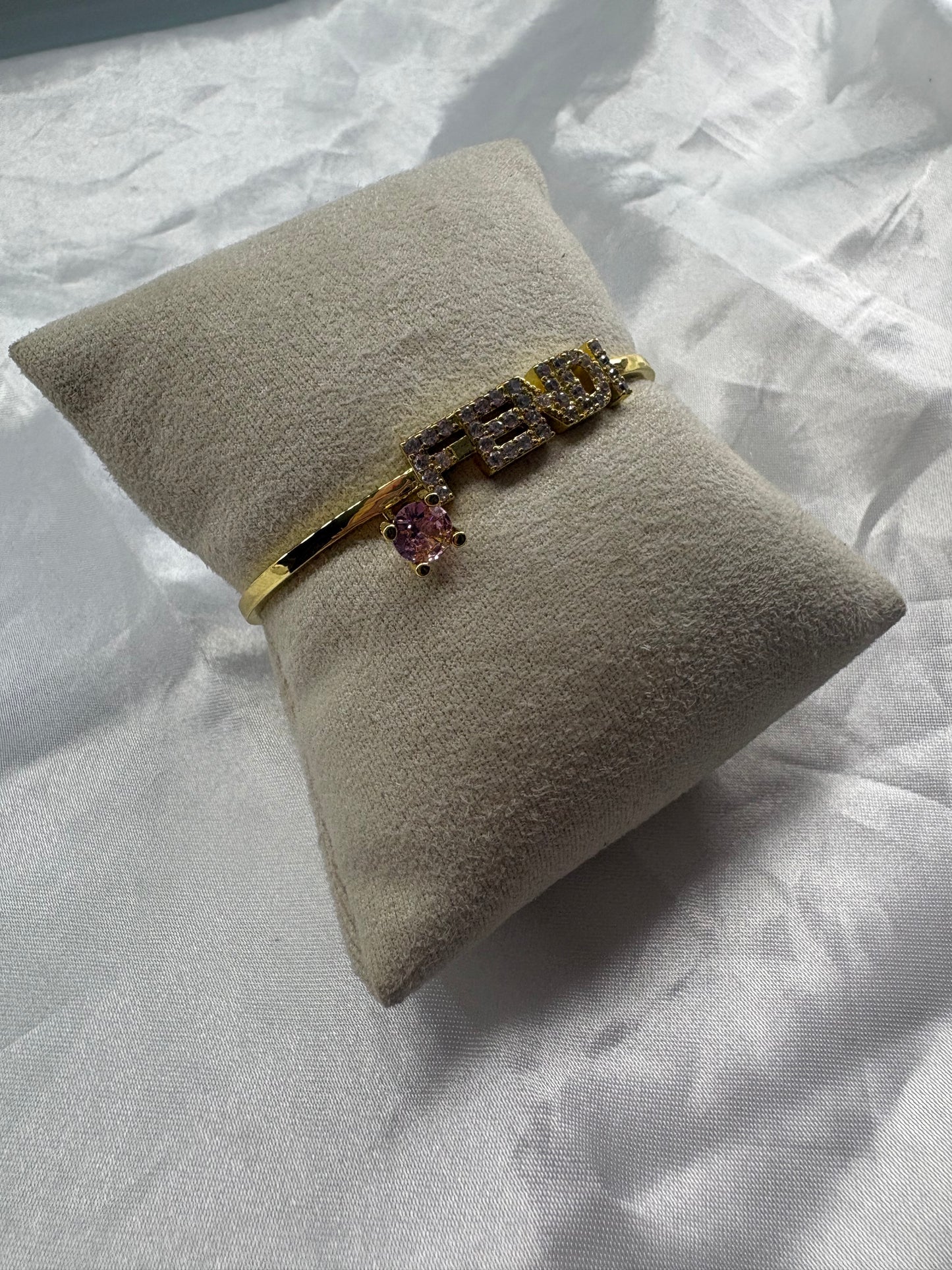 Gold Diamanté F Pink Bracelet