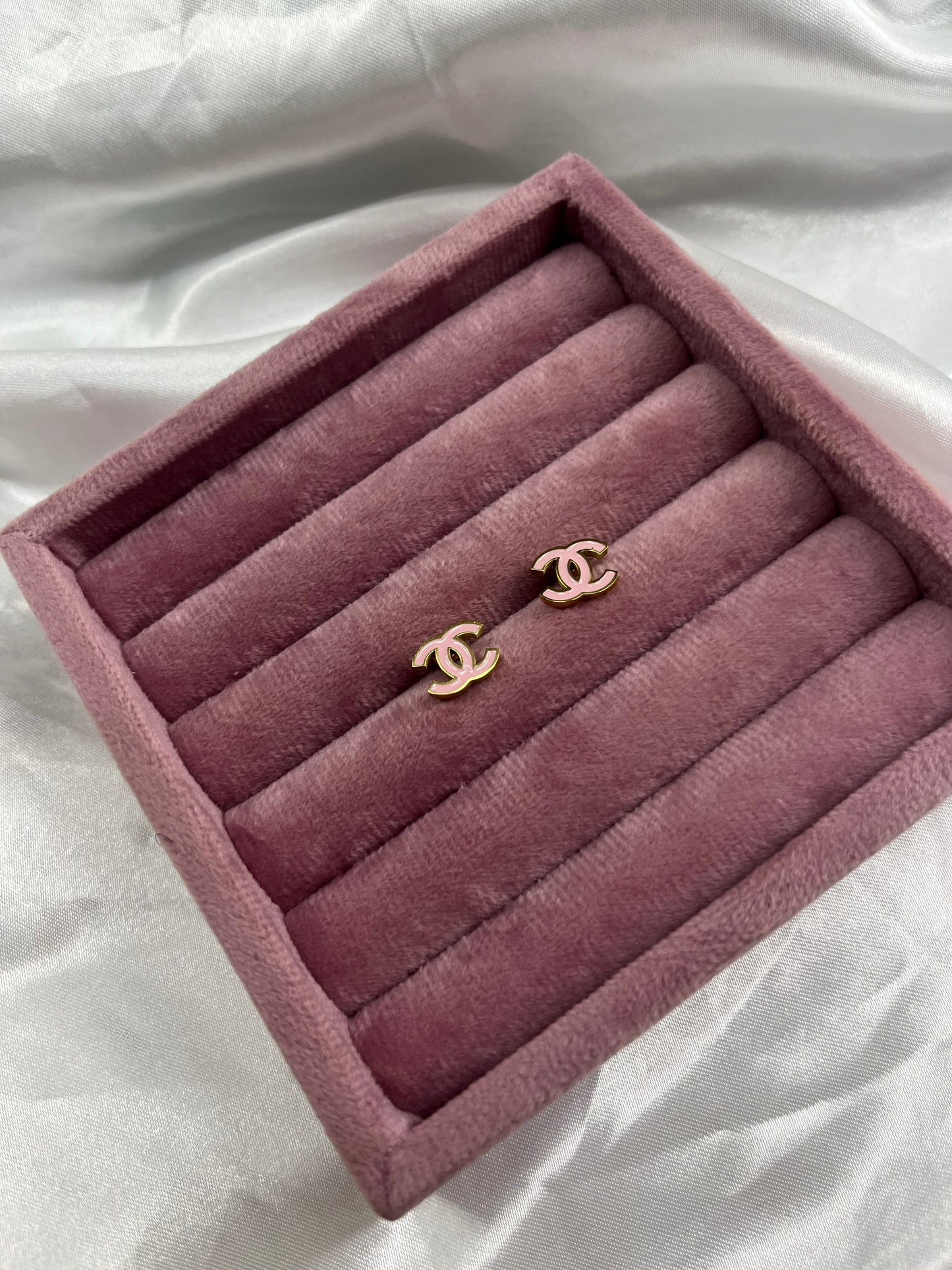 Small gold pink cece earrings
