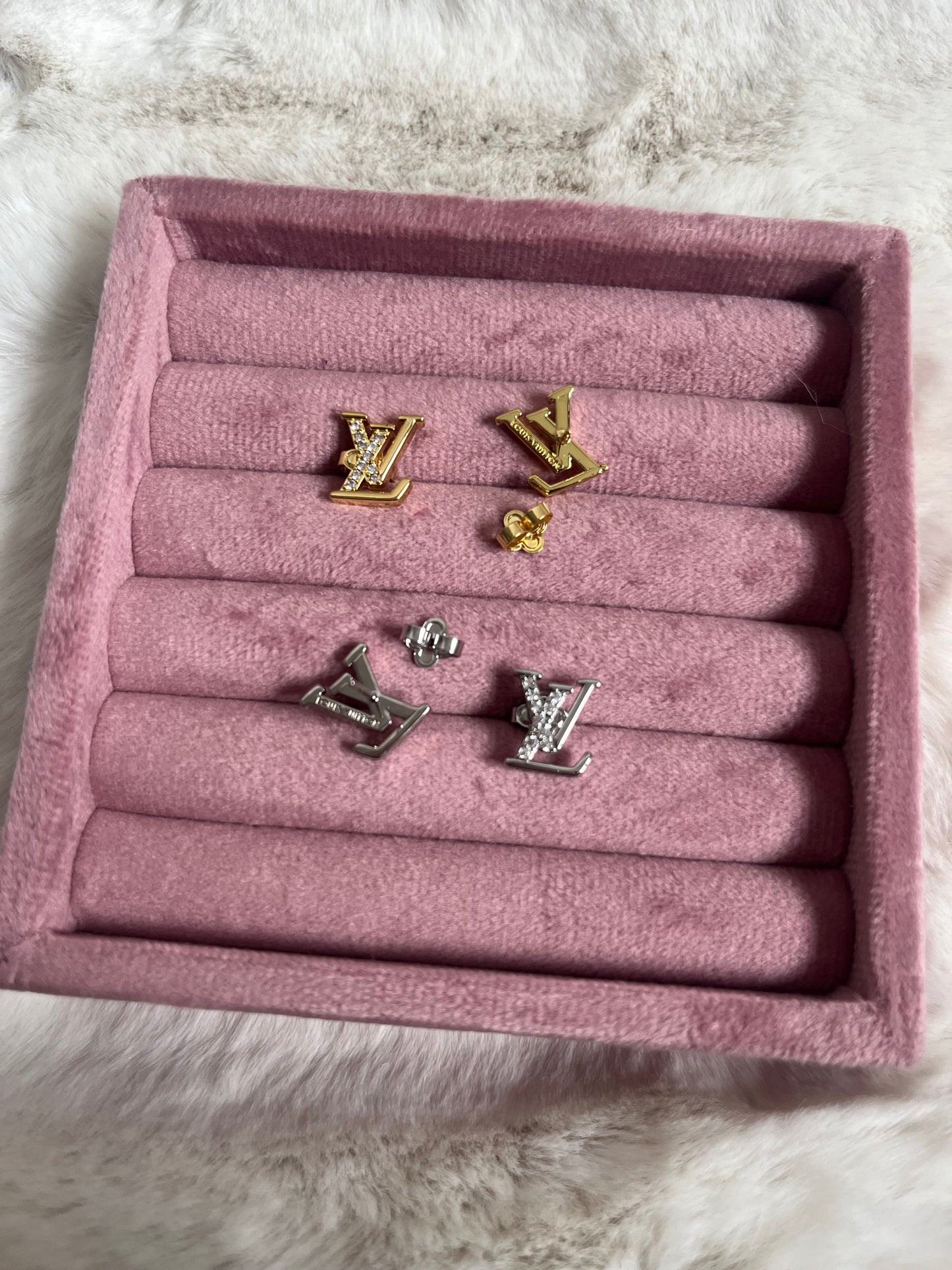 Gold or silver half diamanté Luvu earrings