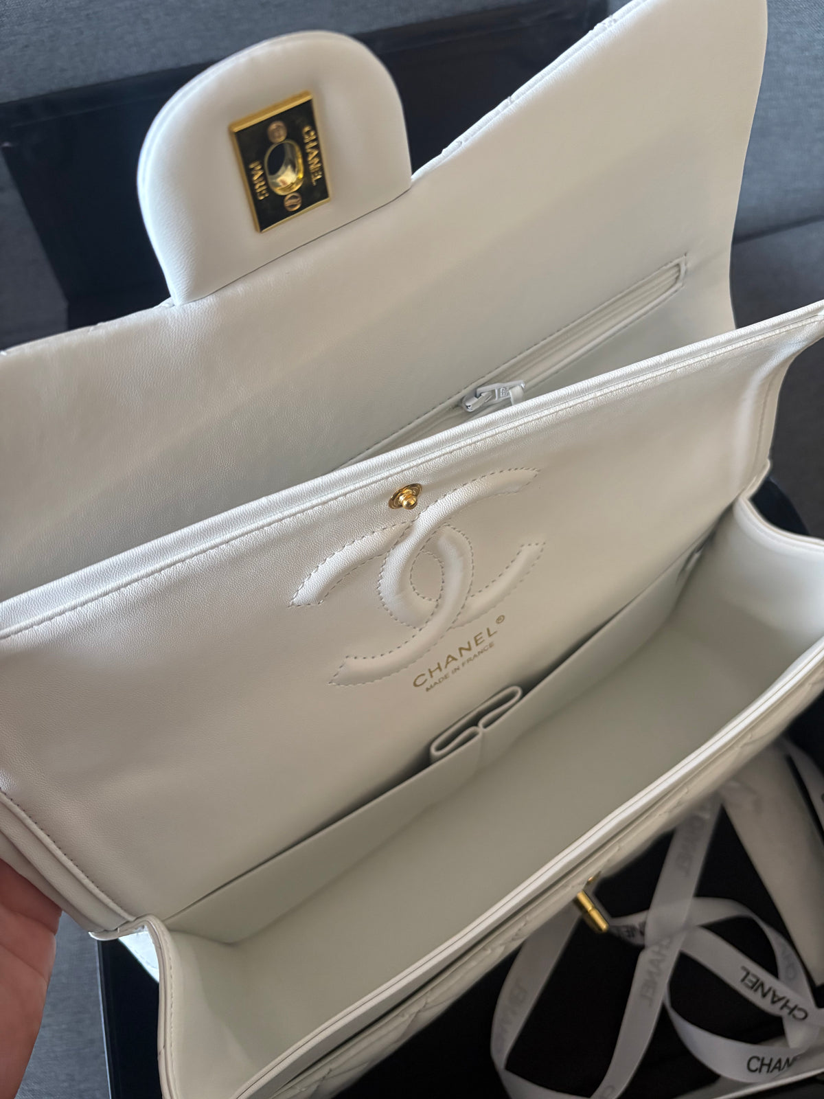 Large Gold white shoulder CC bag