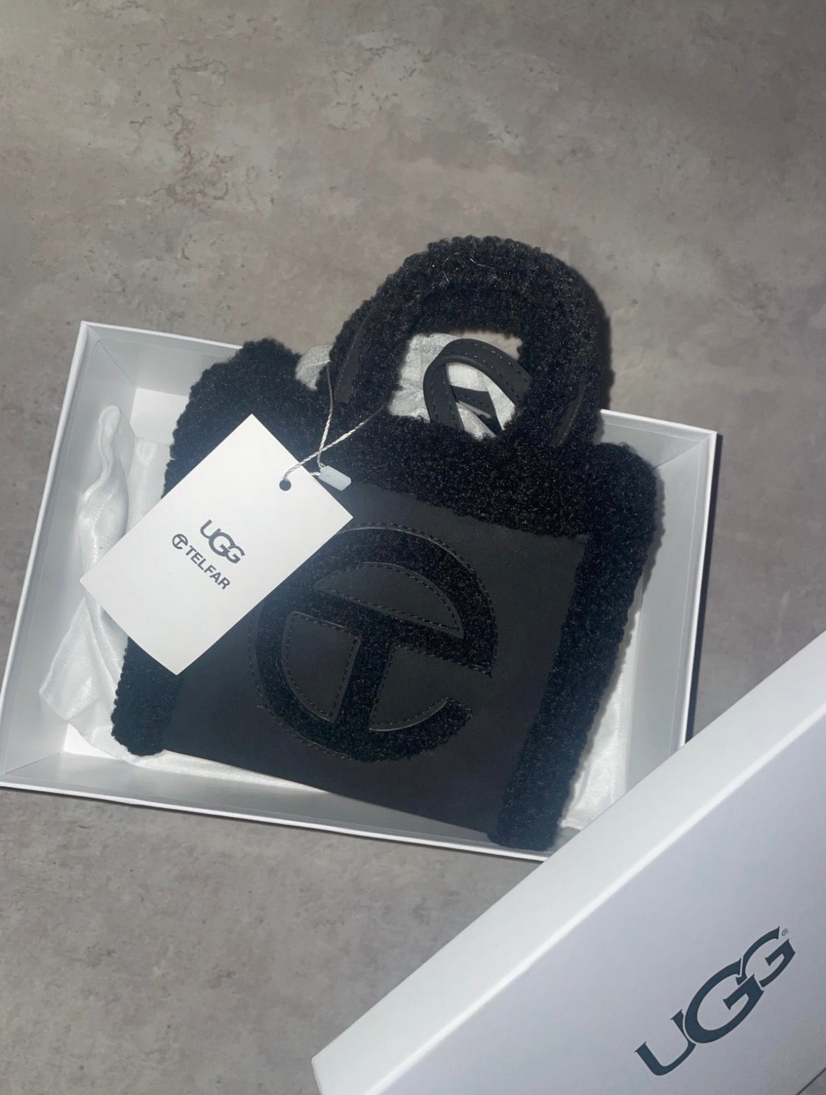 Black fur Ugg tel crossbody bag