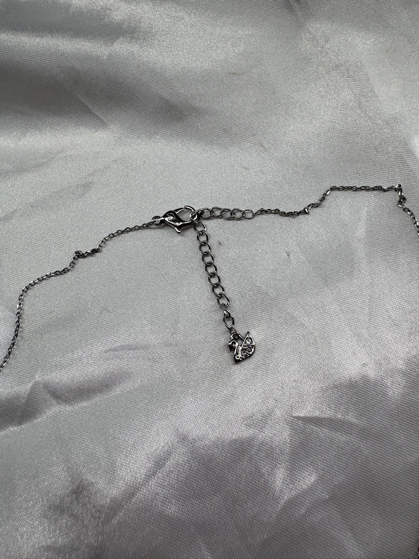 Silver Angel 2Heart Diamond necklace