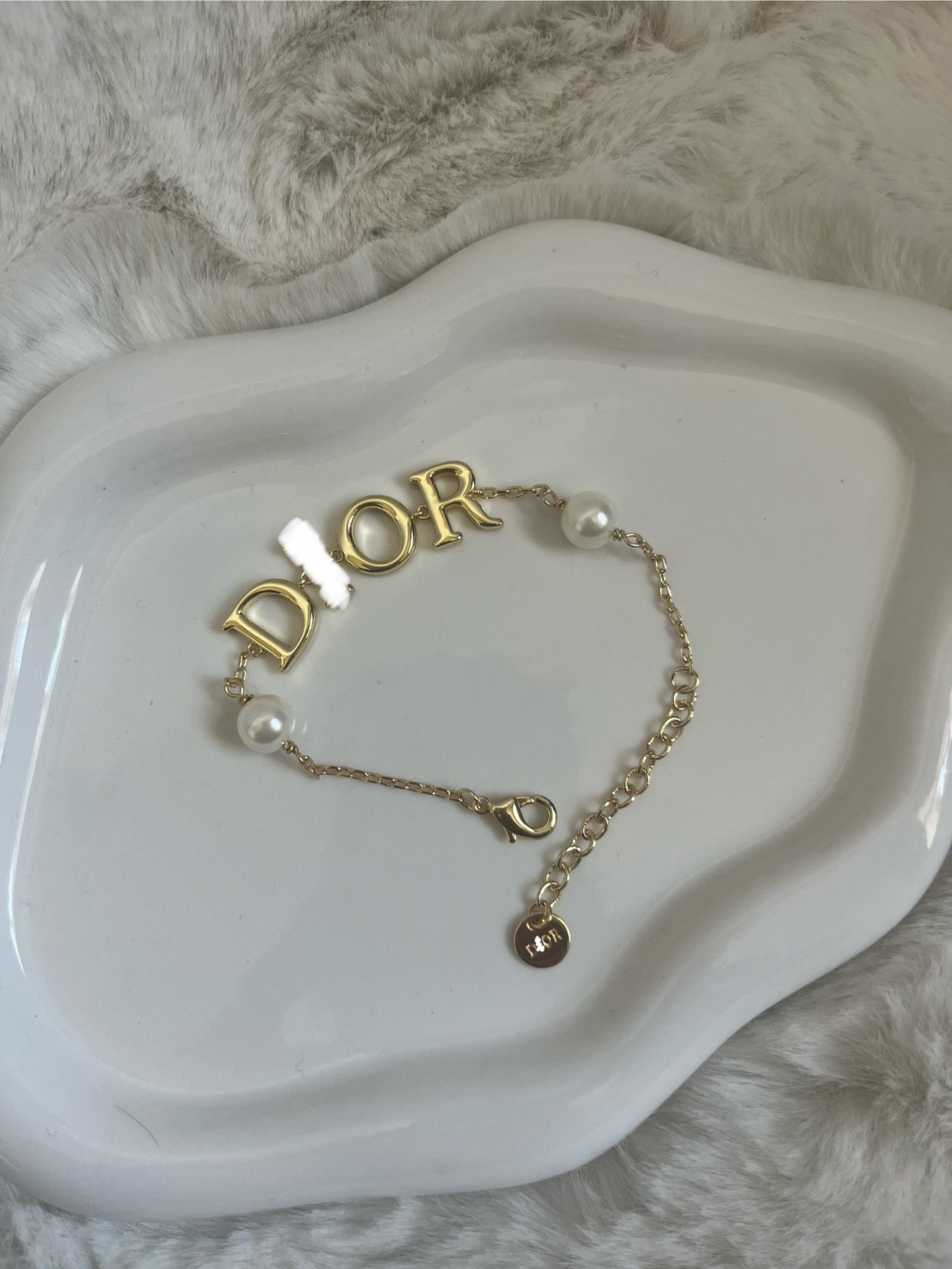 Gold Pearl D Bracelet