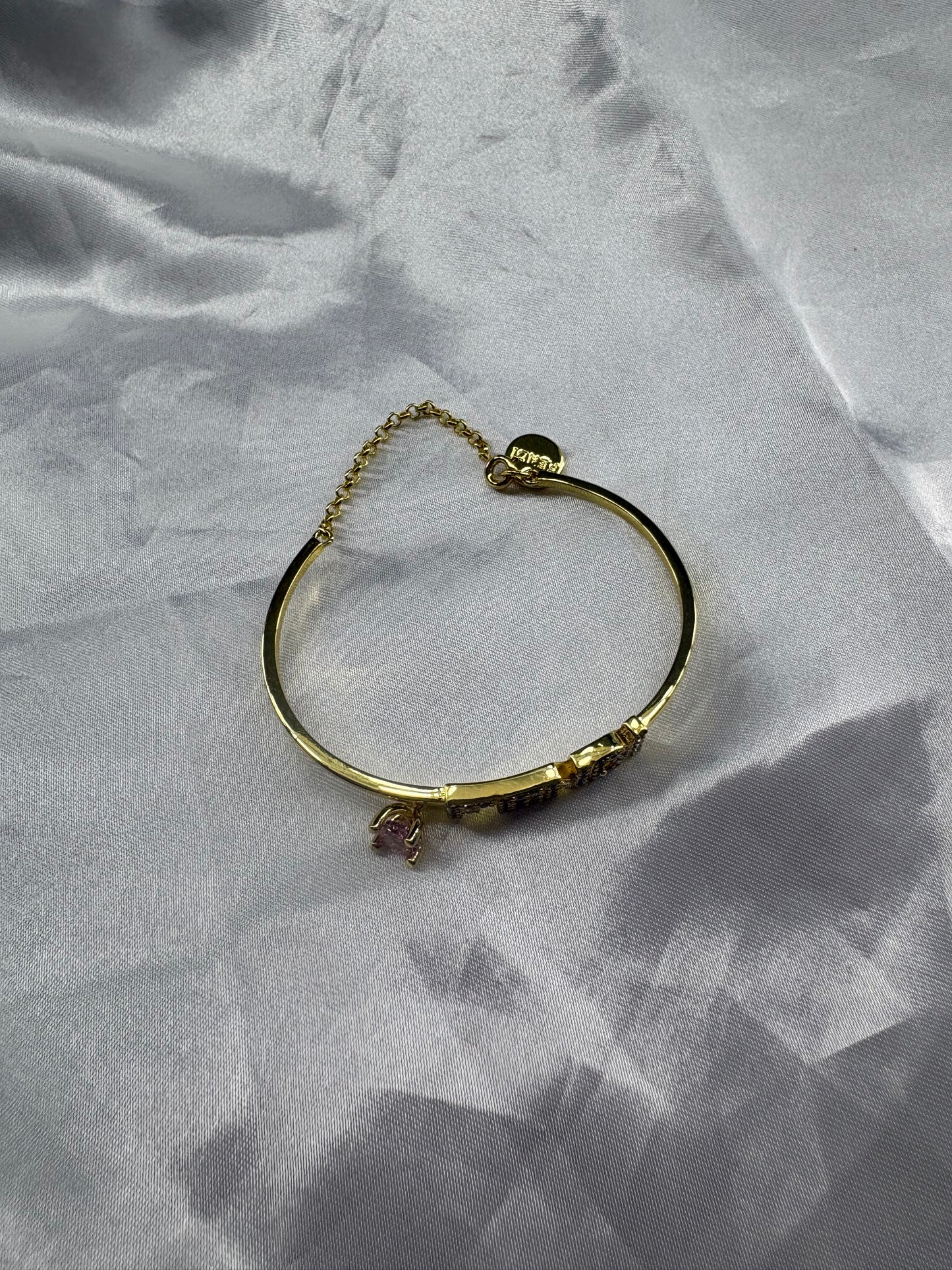 Gold Diamanté F Pink Bracelet