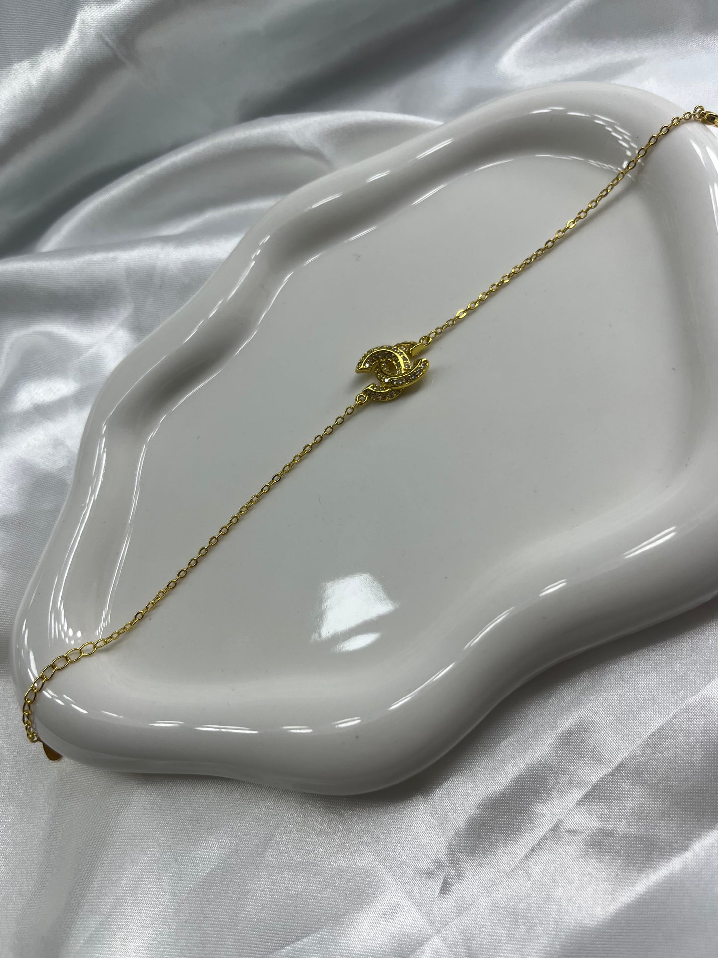 Gold diamanté cece dainty bracelet