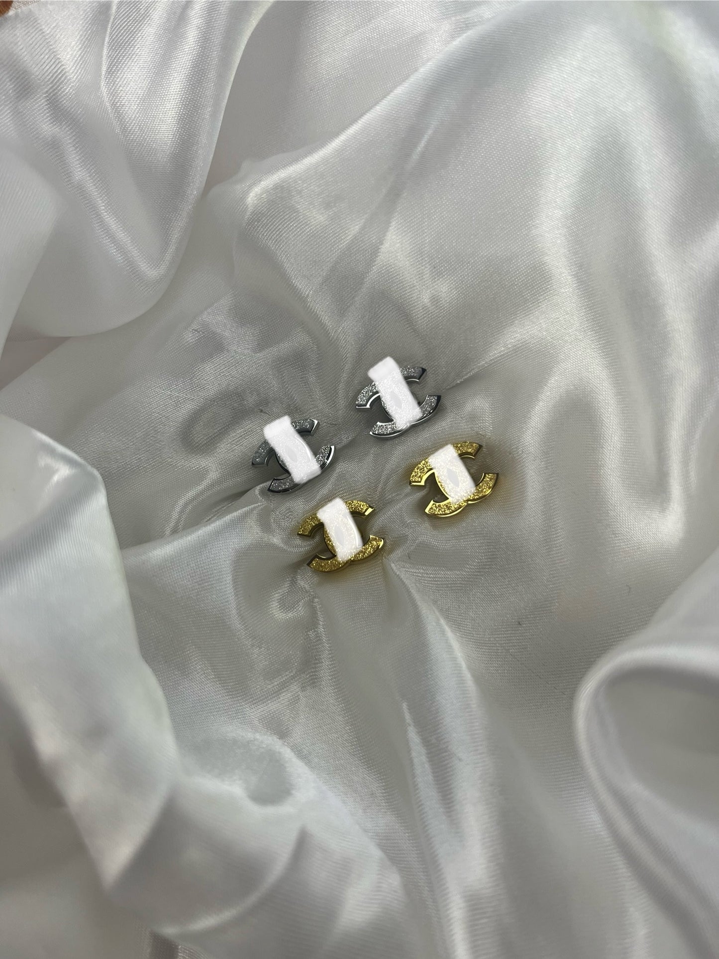 Gold or silver glittery cece earrings