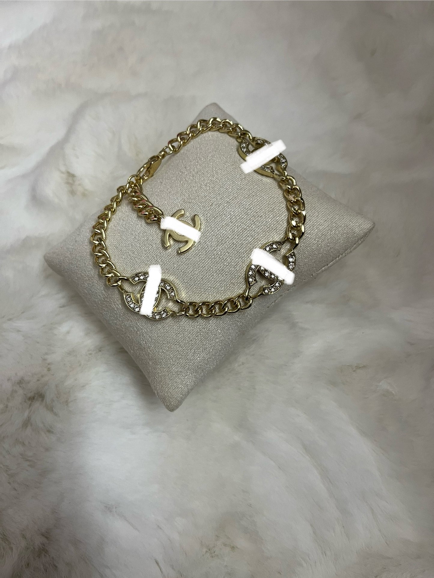 Gold letter 3 Cece Diamanté chain bracelets