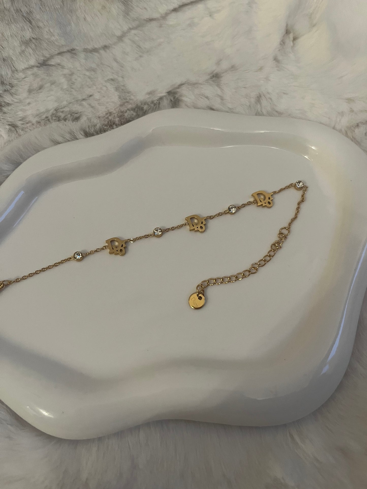 Dainty Mini DD diamond Gold bracelet