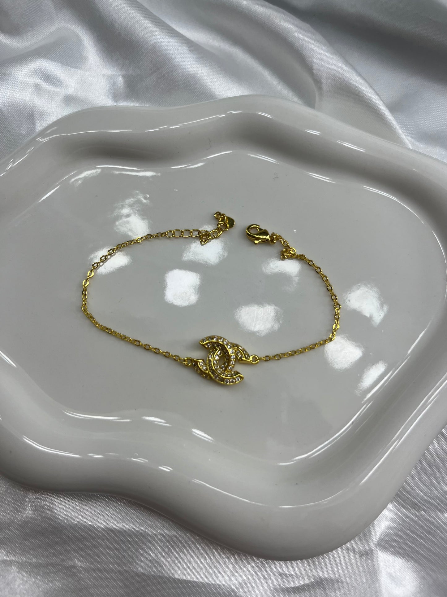 Gold diamanté cece dainty bracelet