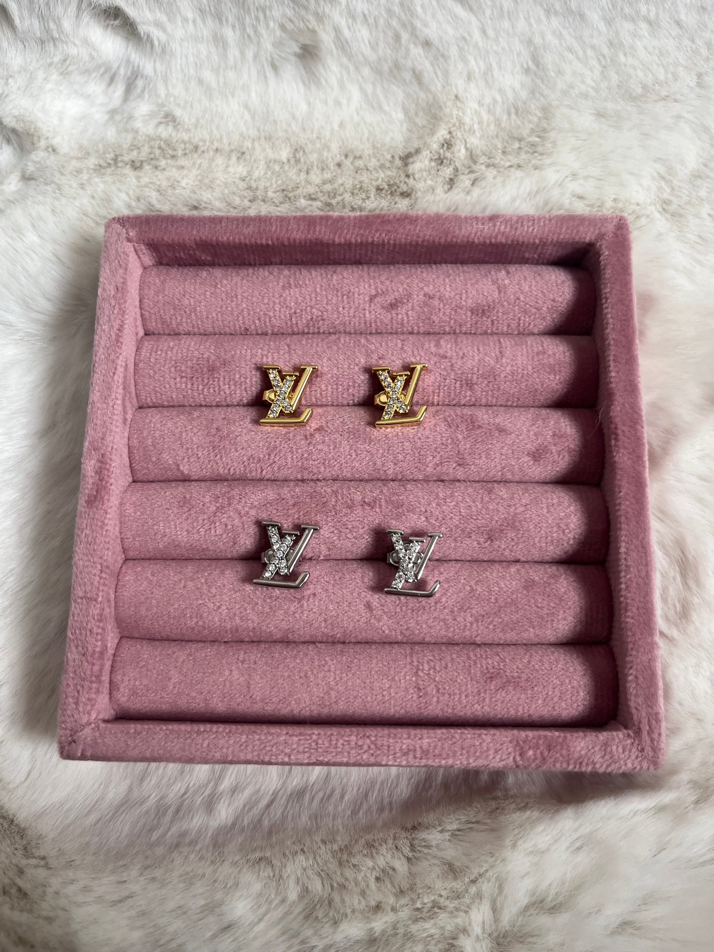Gold or silver half diamanté Luvu earrings