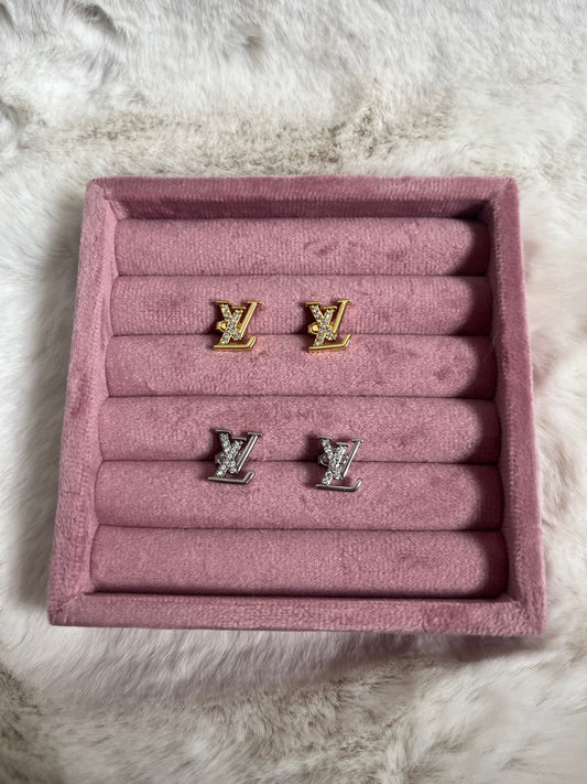 Gold or silver half diamanté Luvu earrings