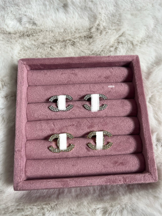 Silver or gold diamanté Cece earrings