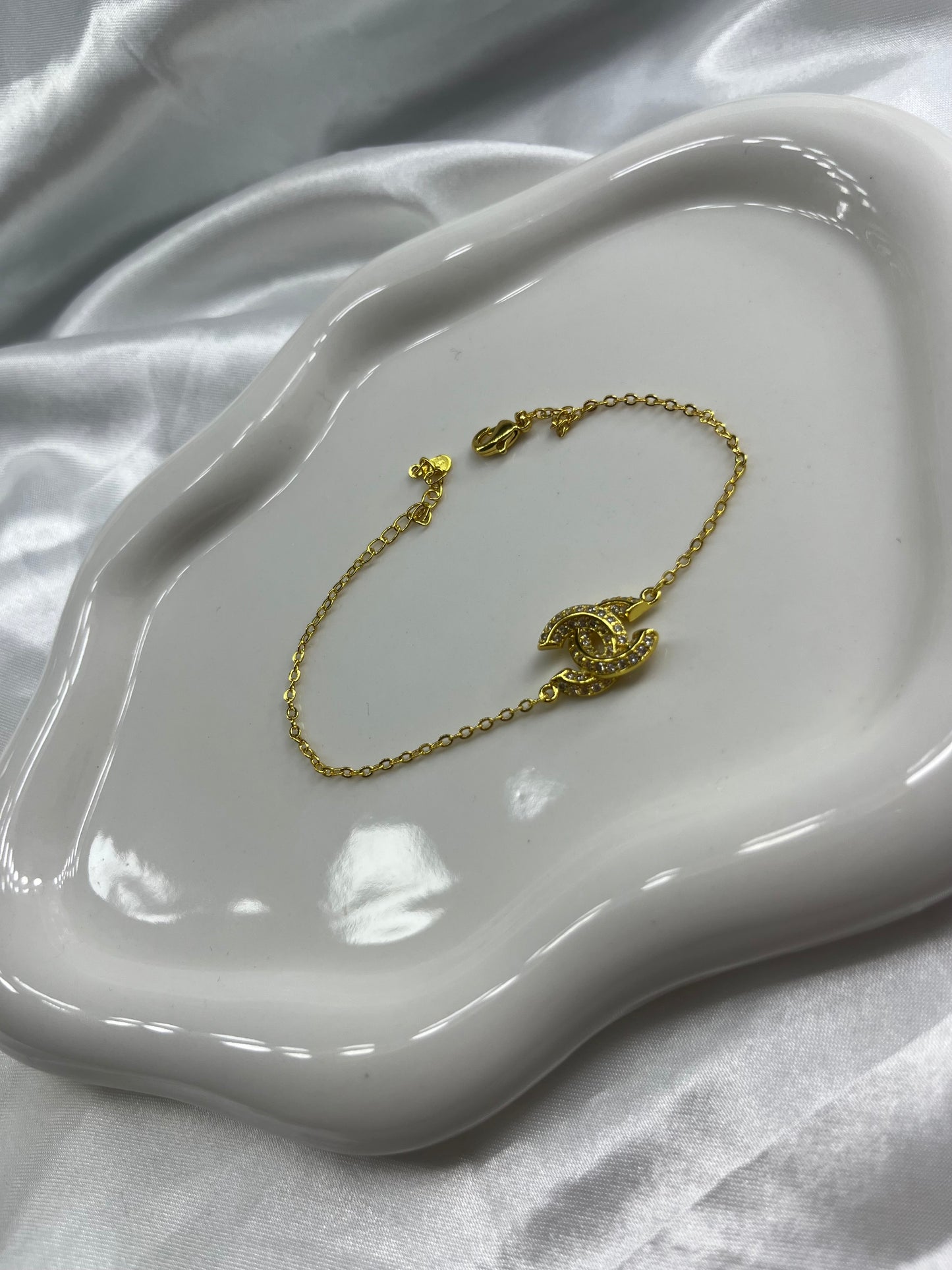 Gold diamanté cece dainty bracelet