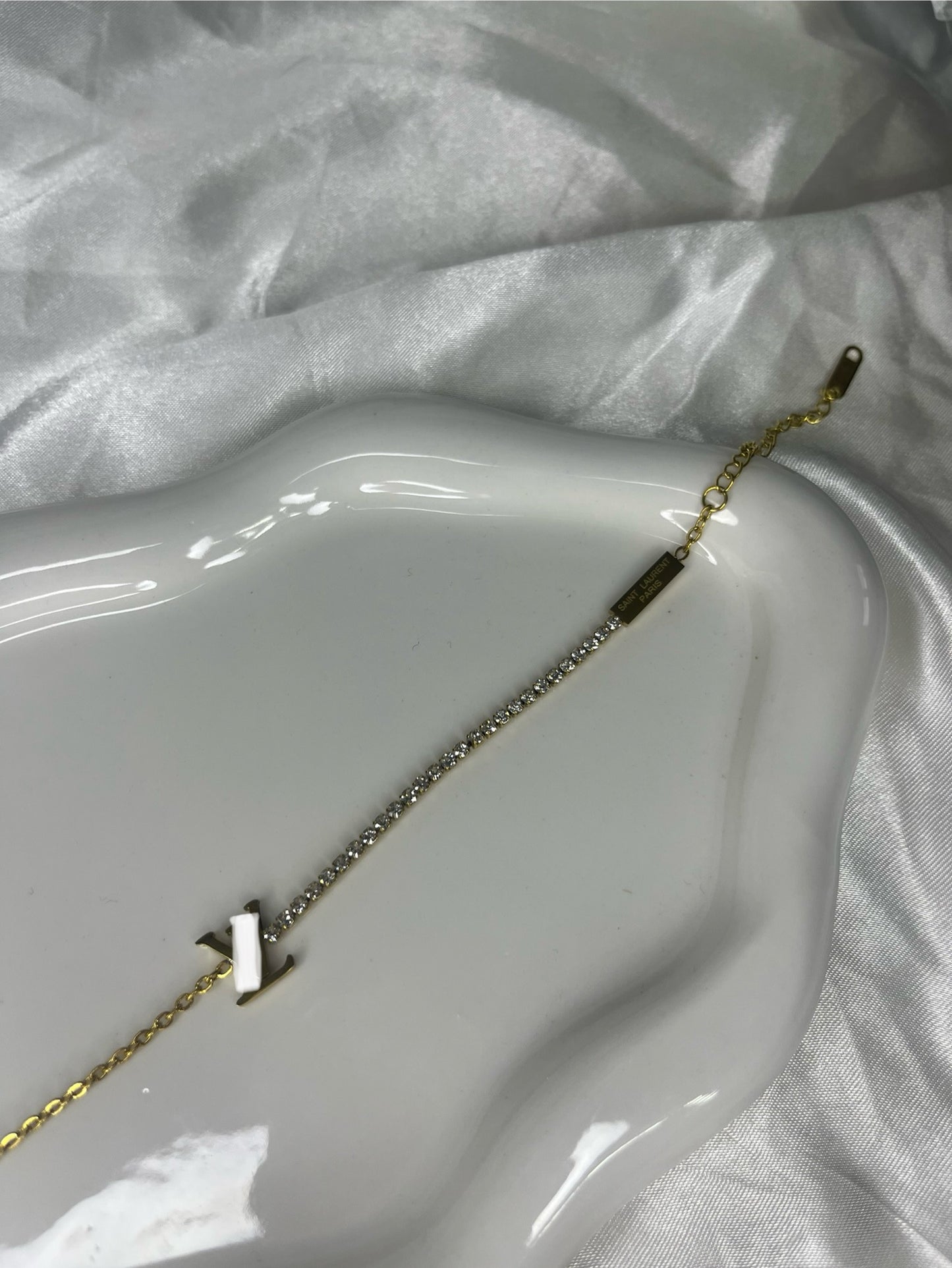 Gold luvu half diamanté tennis bracelet