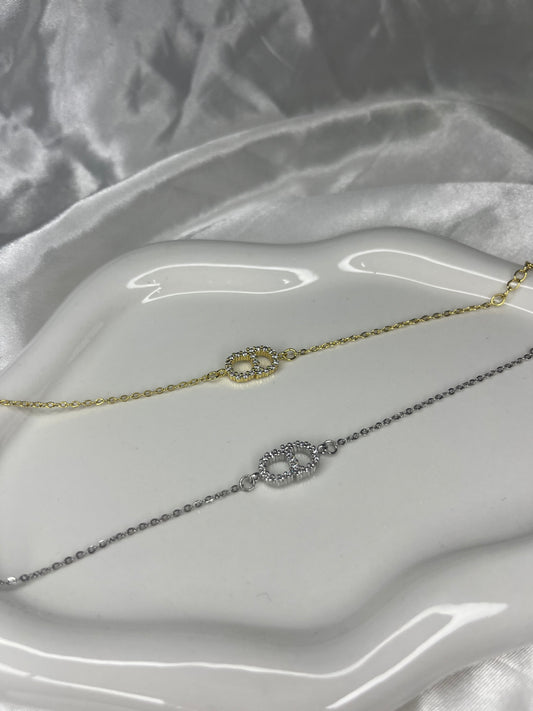 Gold or Silver diamond DD dainty bracelet