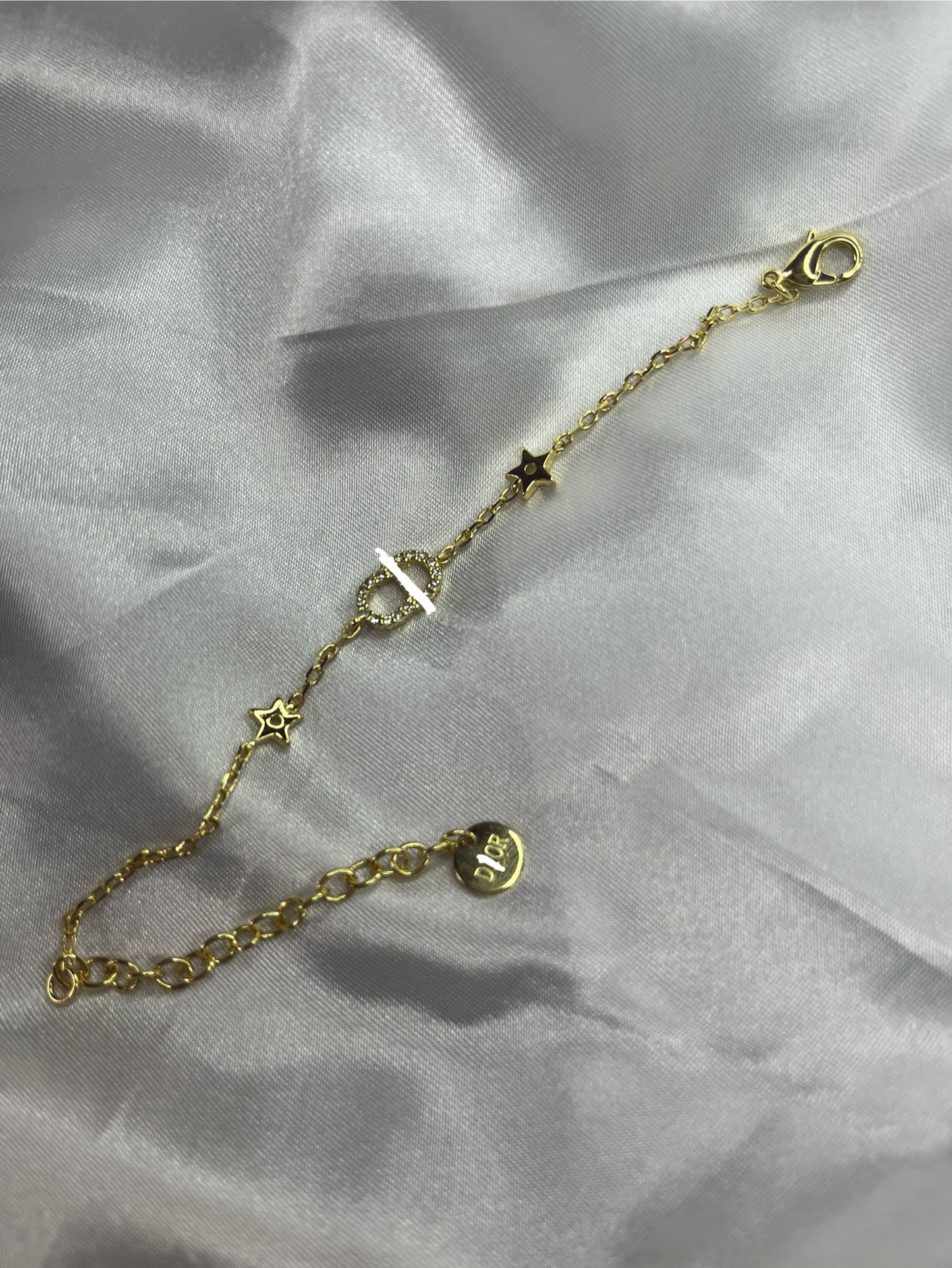 Gold diamond DD star bracelet