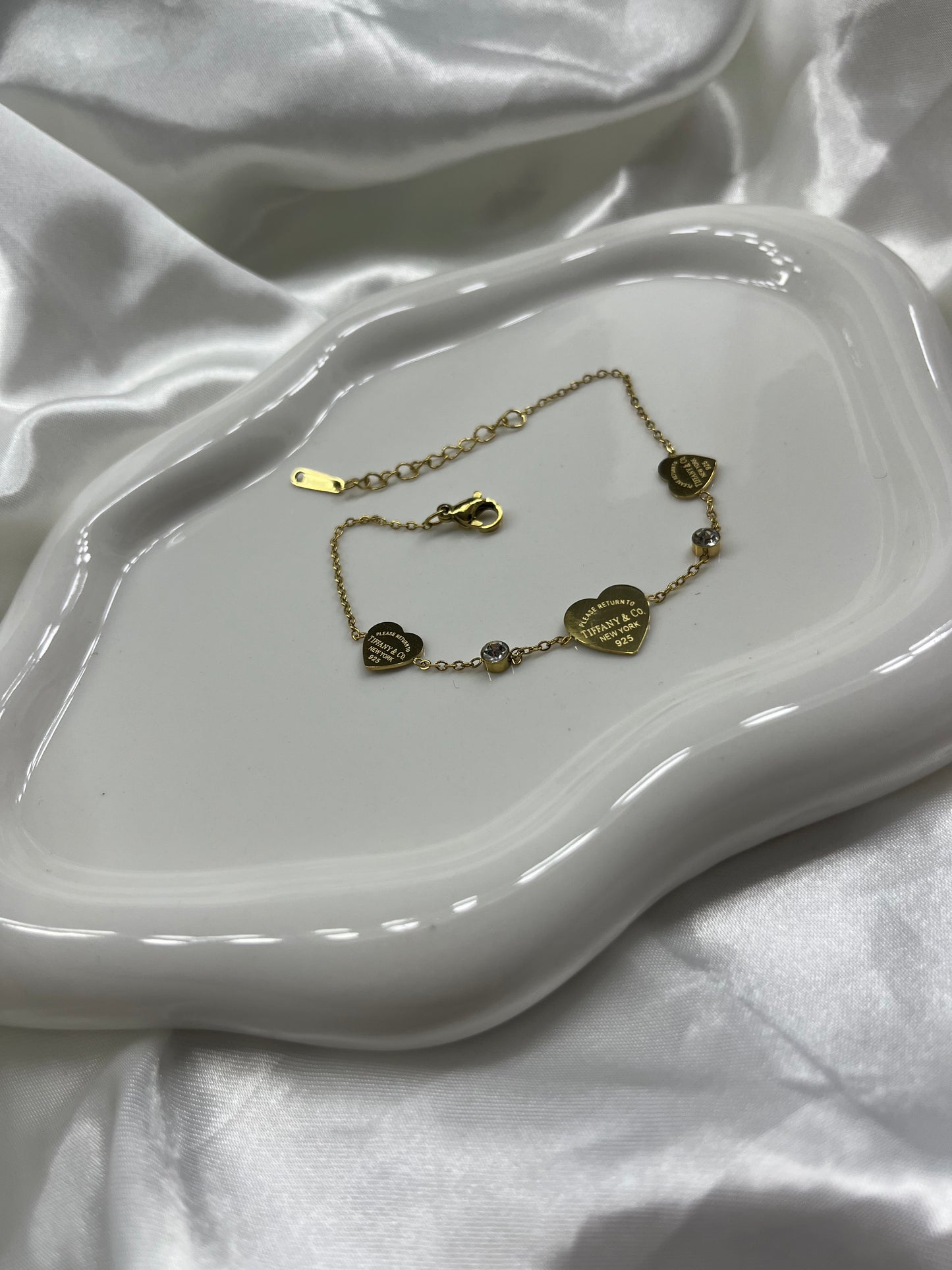 Gold 3Heart diamond tiff bracelet