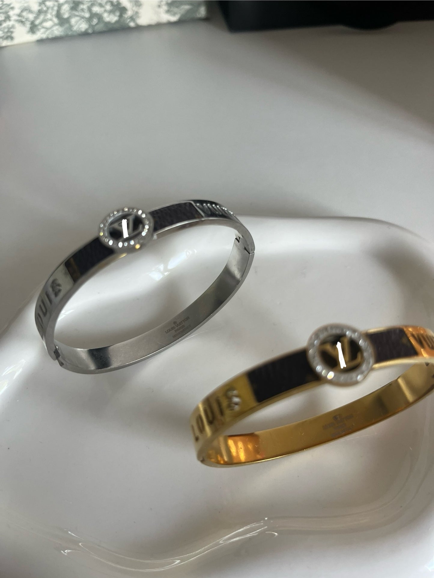 Gold or silver brown luvu bangle