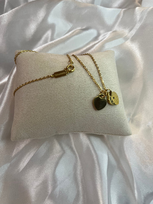 Gold 2 Heart tiff necklace