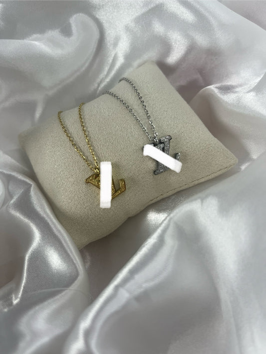 Glittery gold or silver luvu necklace