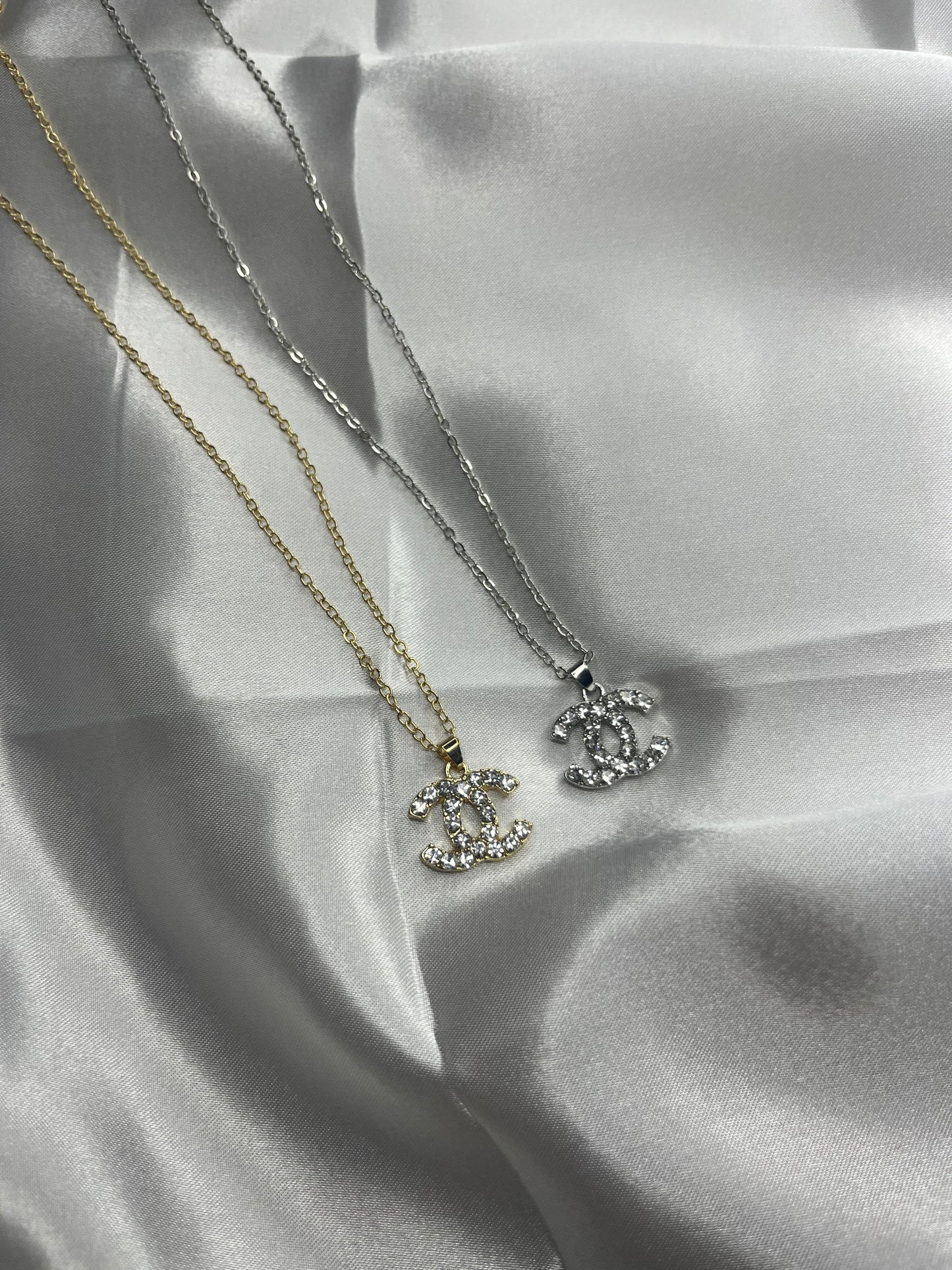 Gold or silver diamanté cece necklace