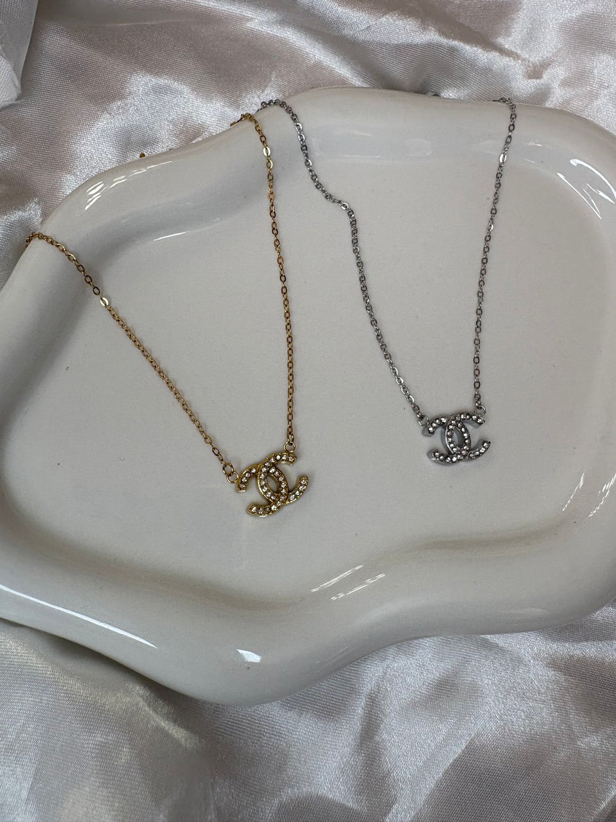 Gold or silver diamanté cece necklace