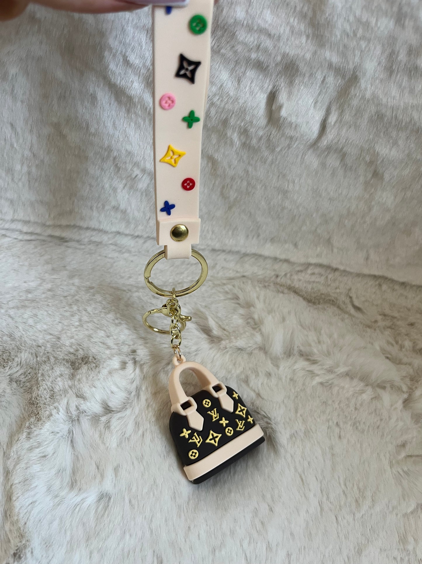 Gold brown luvu handbag keychain