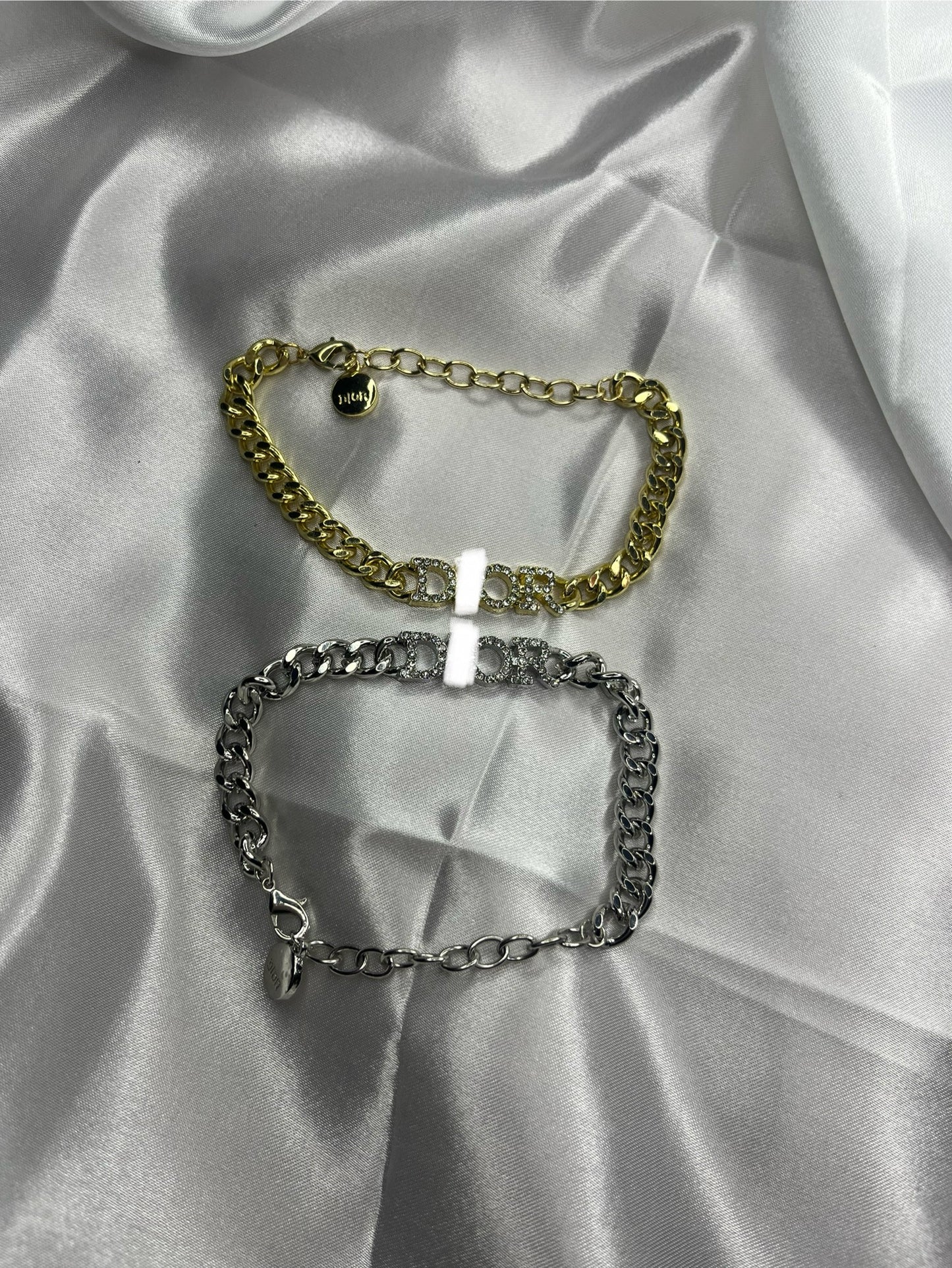 Gold or silver diamanté chain DD bracelet