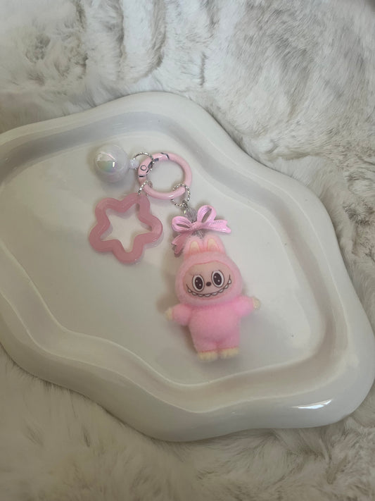 Pink bow lubu keychain