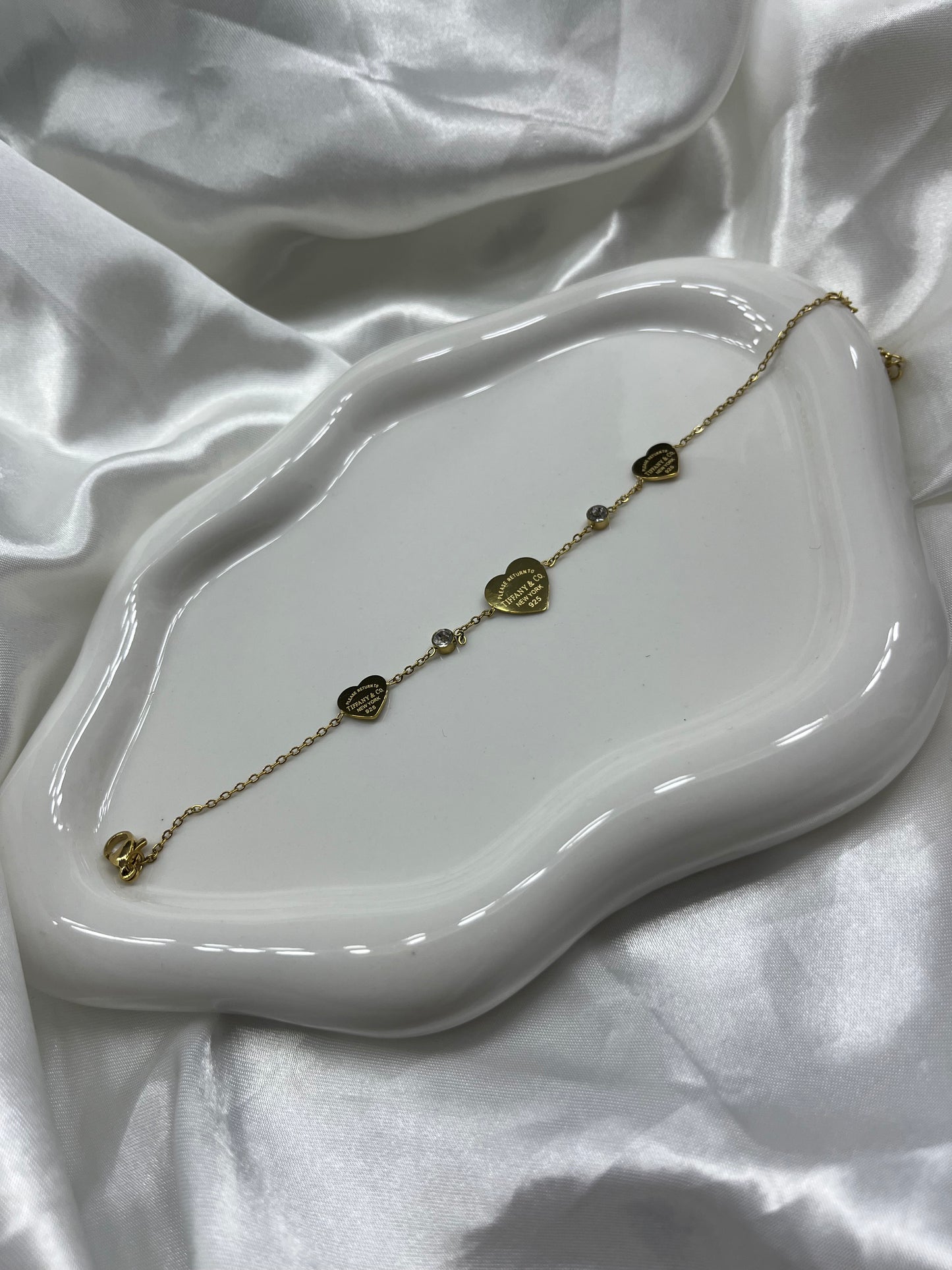 Gold 3Heart diamond tiff bracelet
