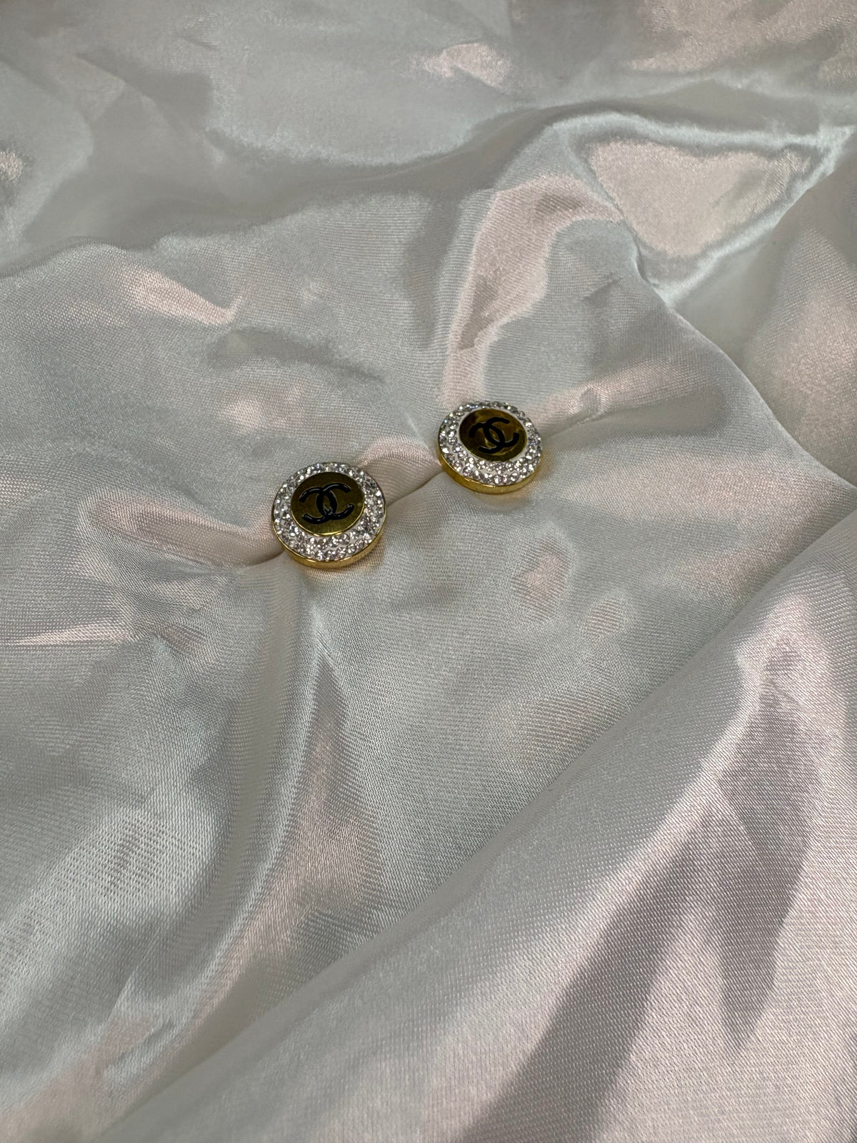 Gold circle diamanté Cece earrings