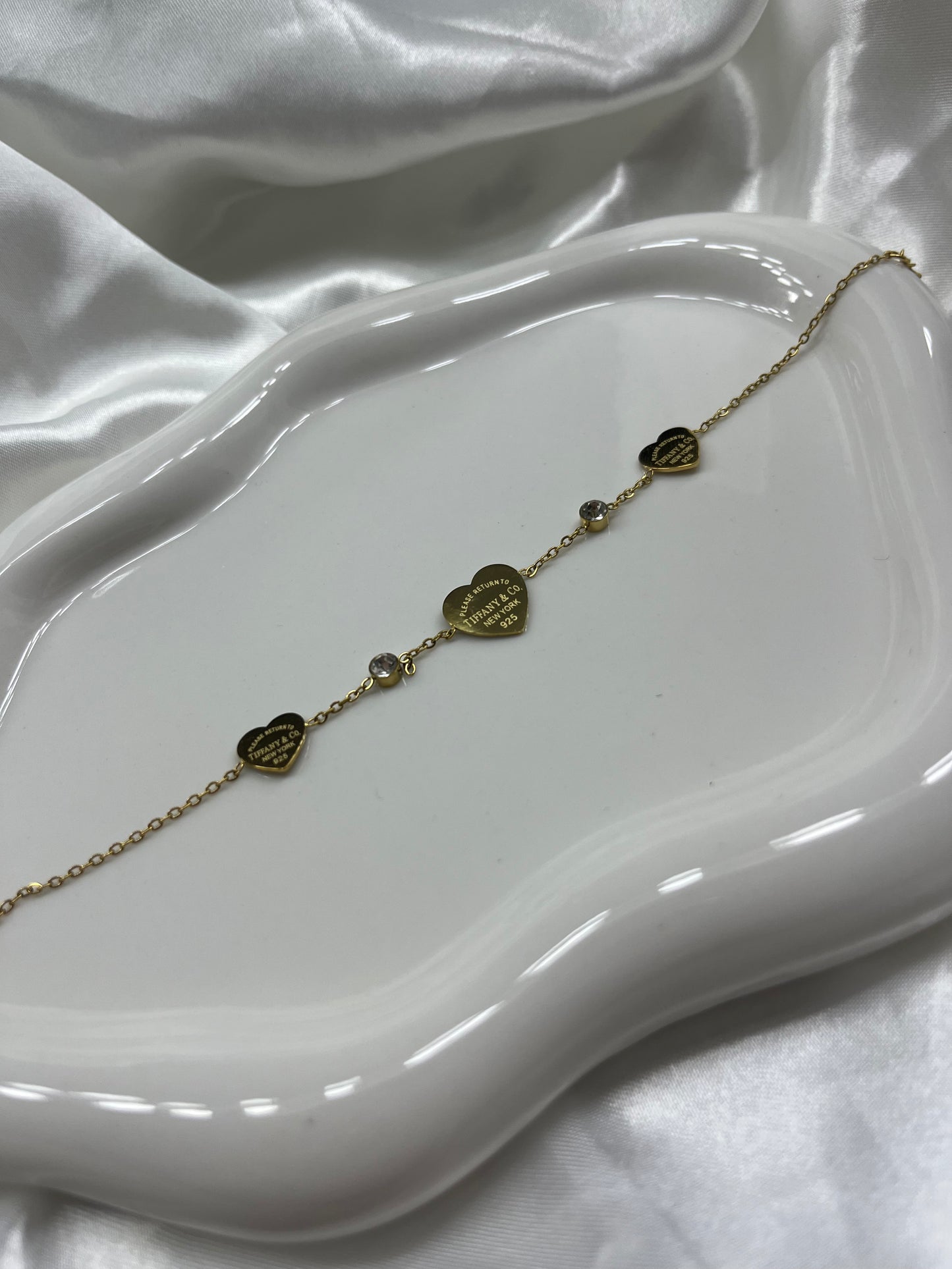 Gold 3Heart diamond tiff bracelet
