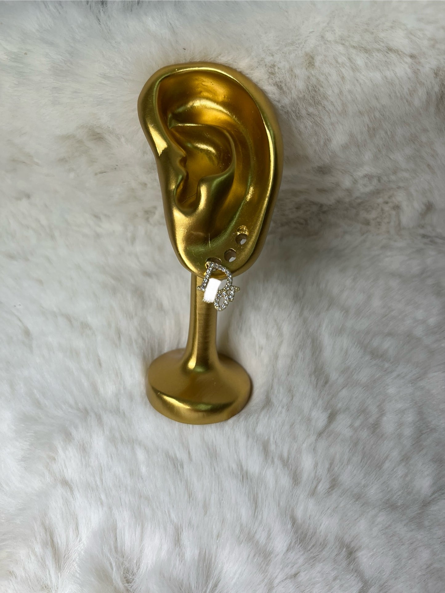 Gold or silver dainty diamanté DD earrings