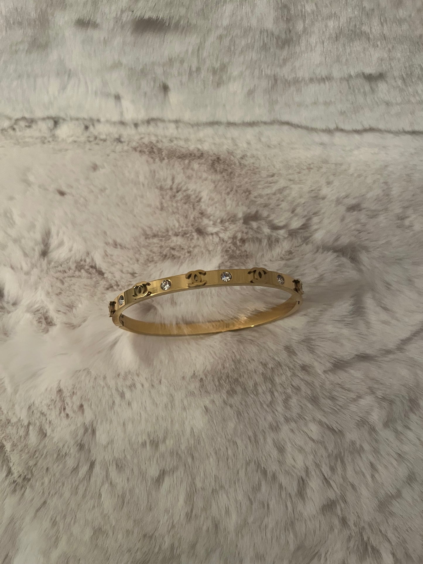 Gold diamanté Cece thin gold bangle