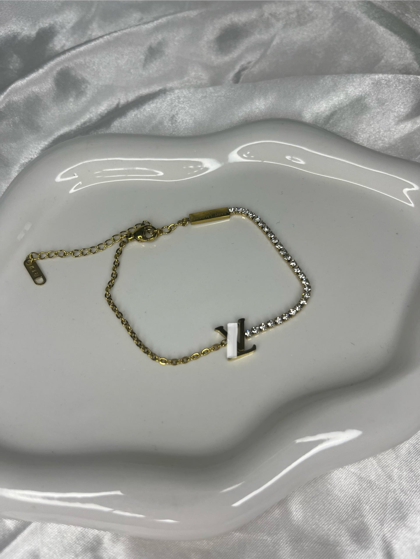 Gold luvu half diamanté tennis bracelet