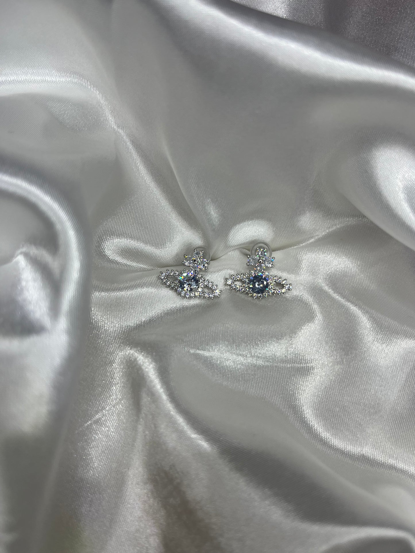 Silver planet Diamanté Earrings
