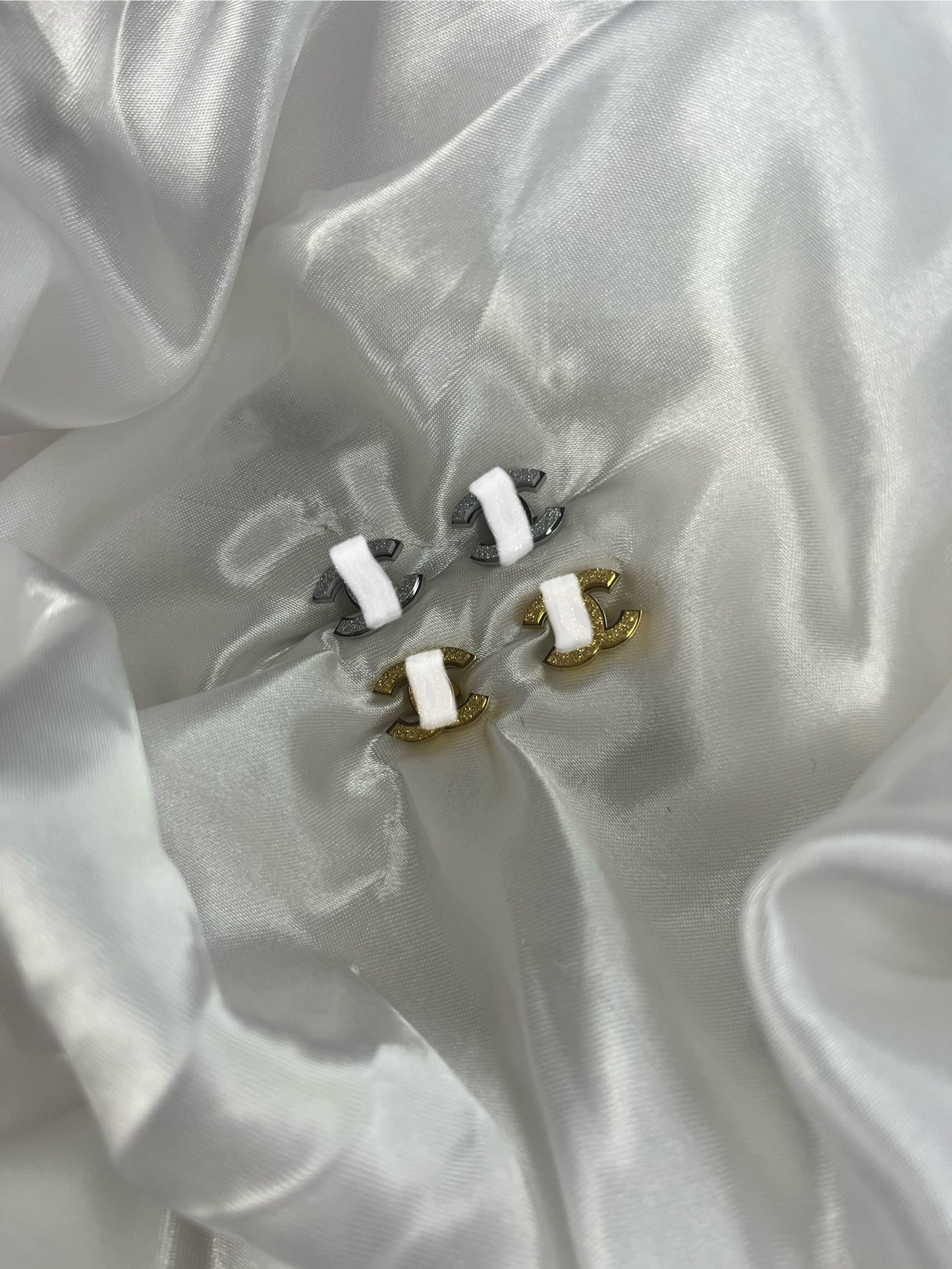Gold or silver glittery cece earrings